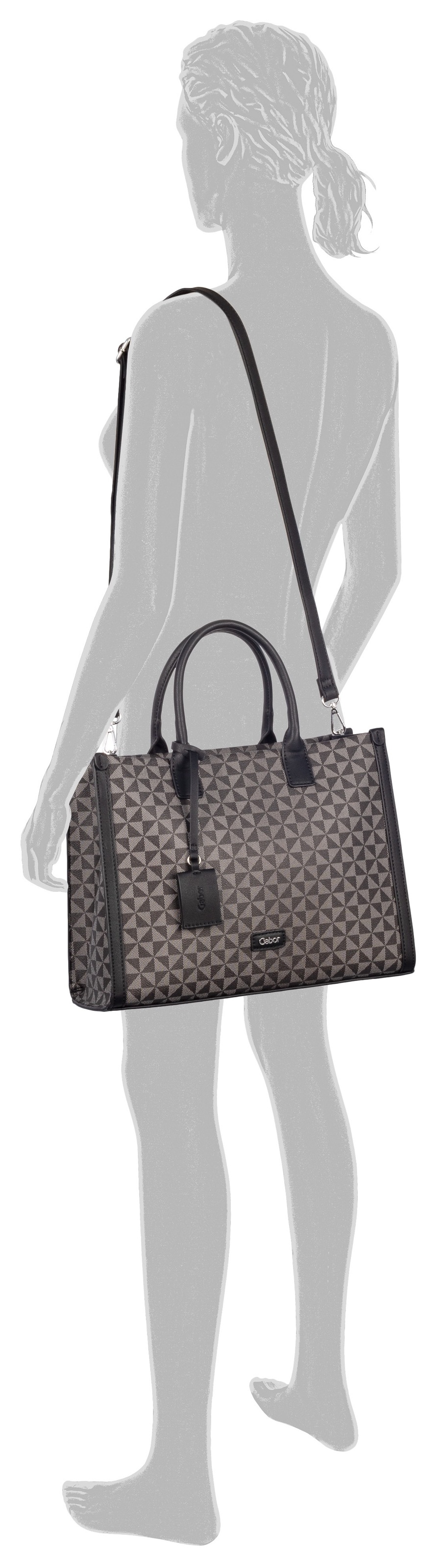 Gabor Shopper "Barina" mit besonderem grafischen All-Over-Druck und Glattlederoptik Details