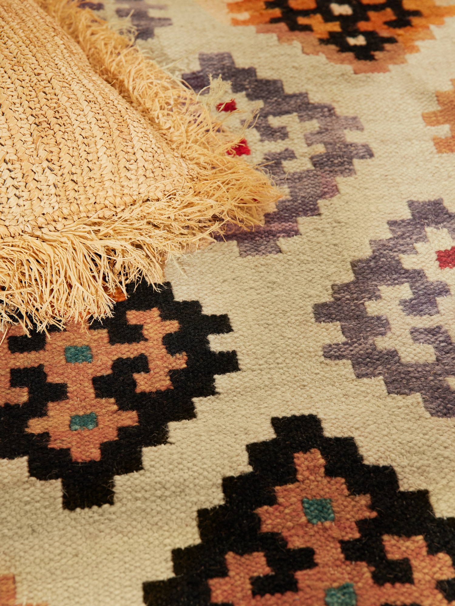 HANSE Home Teppich »Kelim Kian« rechteckig 3 mm Höhe Wolle, Baumwolle, Natur, Handgewebt, orientalisch, Boho, traditionell