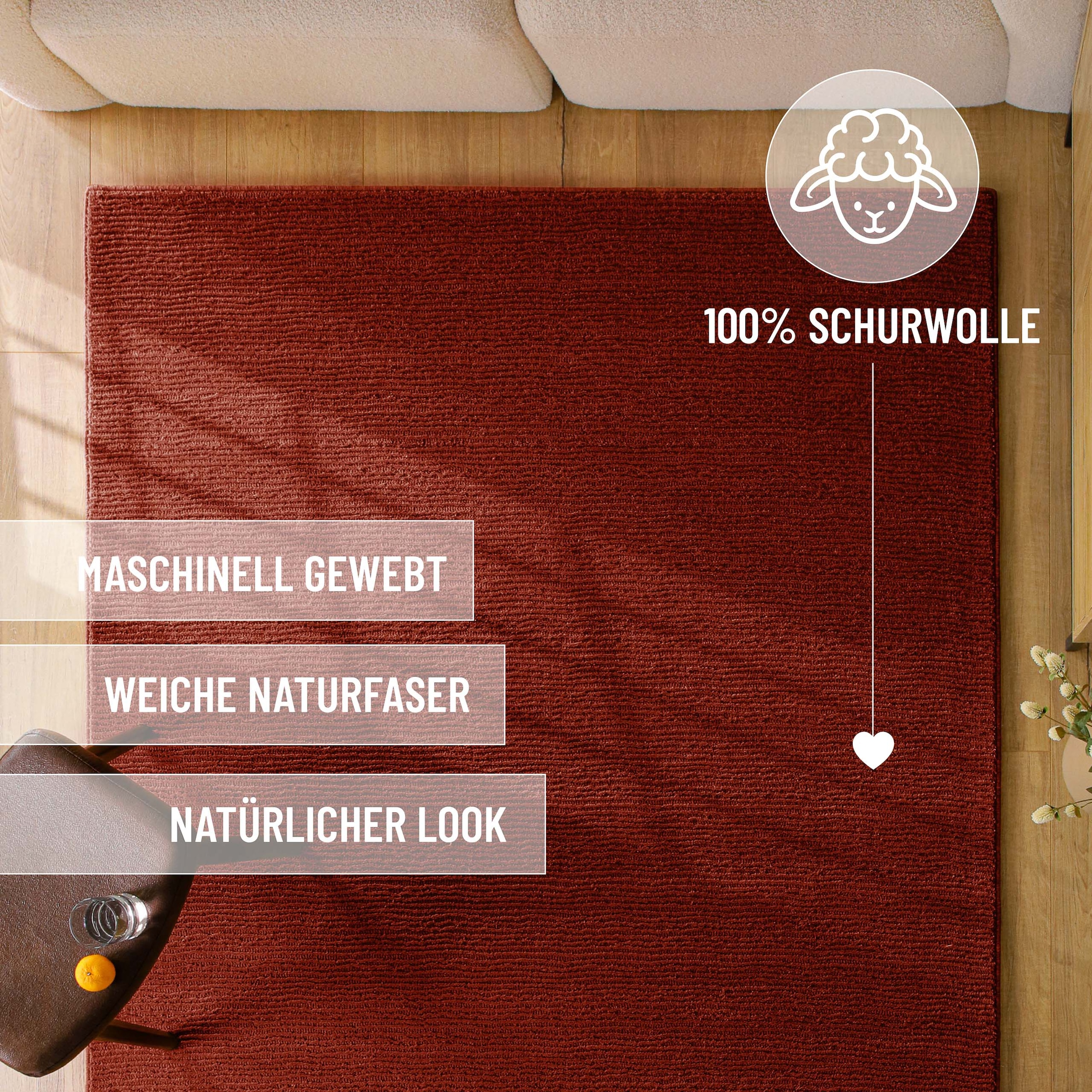 Wecon home Teppich »Castello ONE« rechteckig 7 mm Höhe Schurwolle, Kurzflor mit Hoch-Tief-Effekt, Wohnzimmer, Rautenmuster