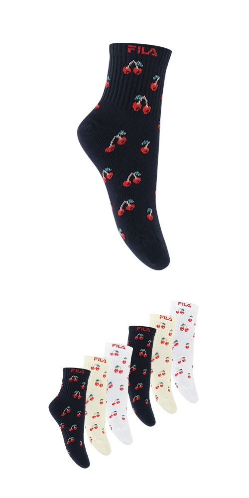 Fila Chaussettes de baskets 6 Paar,  Cotton-Mix, Cherry-Design