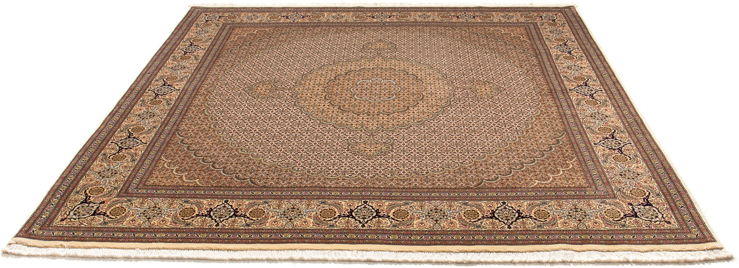 Image of morgenland Orientteppich »Perser - Täbriz quadratisch - 208 x 204 cm - hellbraun«, quadratisch, 10 mm Höhe, Wohnzimmer, Handgeknüpft, Einzelstück mit Zertifikat bei Ackermann Versand Schweiz