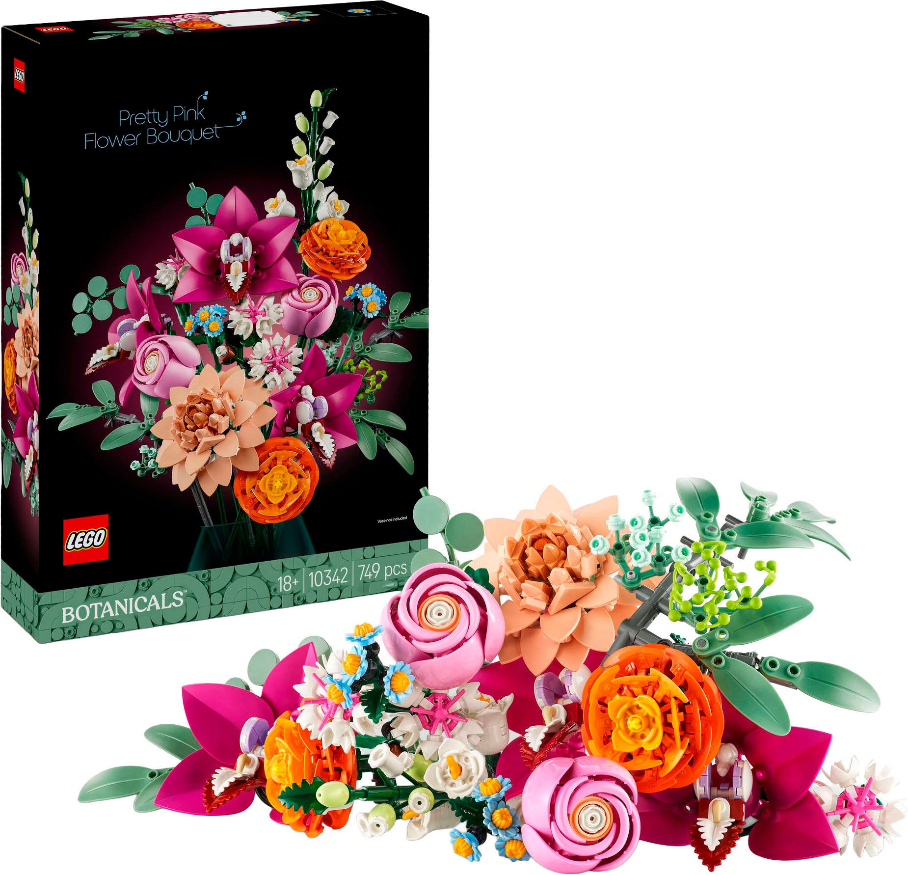 Image of LEGO Konstruktionsspielsteine "Schöner Rosafarbener Blumenstrauss (10342), LEGO Botanicals" Made in Europe