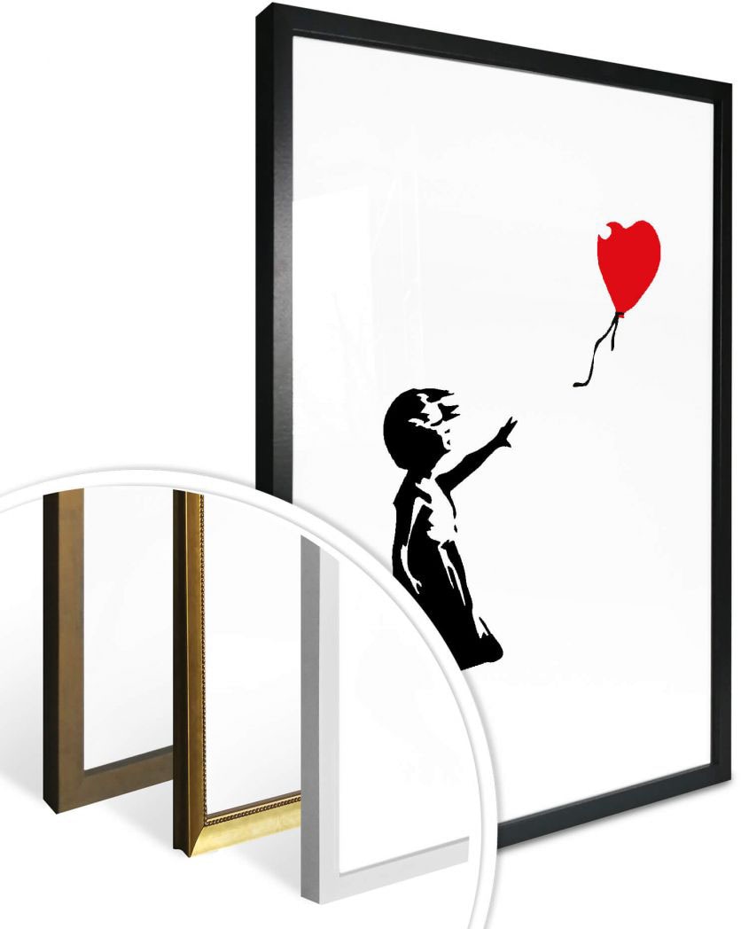 St.), Wall-Art Wandbild, günstig Wandposter the Bilder Bild, Poster, with Poster Girl red kaufen Menschen, (1 »Graffiti balloon«,