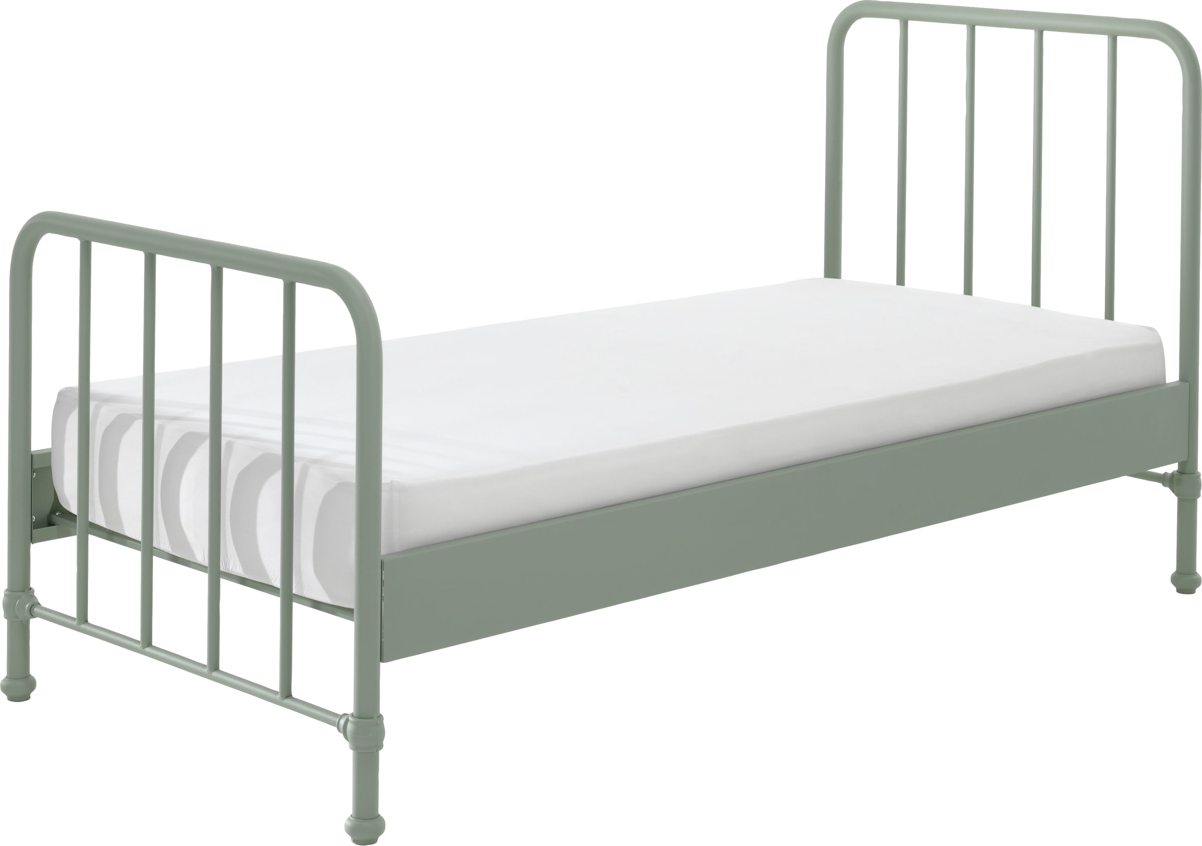 Vipack Jugendbett »Bronxx, Einzelbett 90/200, sehr stabil, romantische Optik« B/H/T ca. 96,5x110x206cm, inkl. Lattenrost, Bodenfreiheit,  Oberfläche pulverbeschichtet, verschiedene Farben zur Wahl