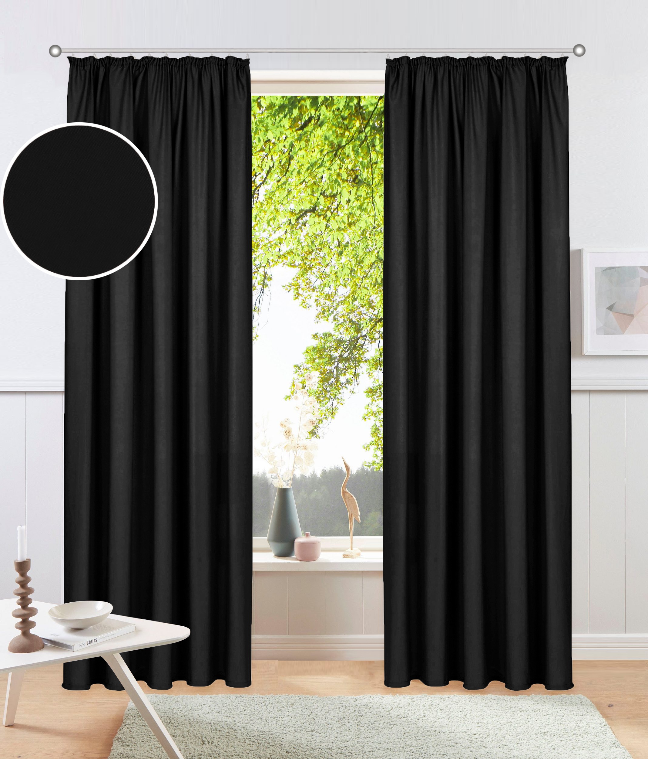 Image of GOODproduct Vorhang "Raja, Gardinen mit Kräuselband, blickdicht, Wohnzimmer, Topseller" Kräuselband 2 Stk. tlg. 2er-Set, Bestseller, einfarbig, modern, pflegeleicht, Mikrofaser