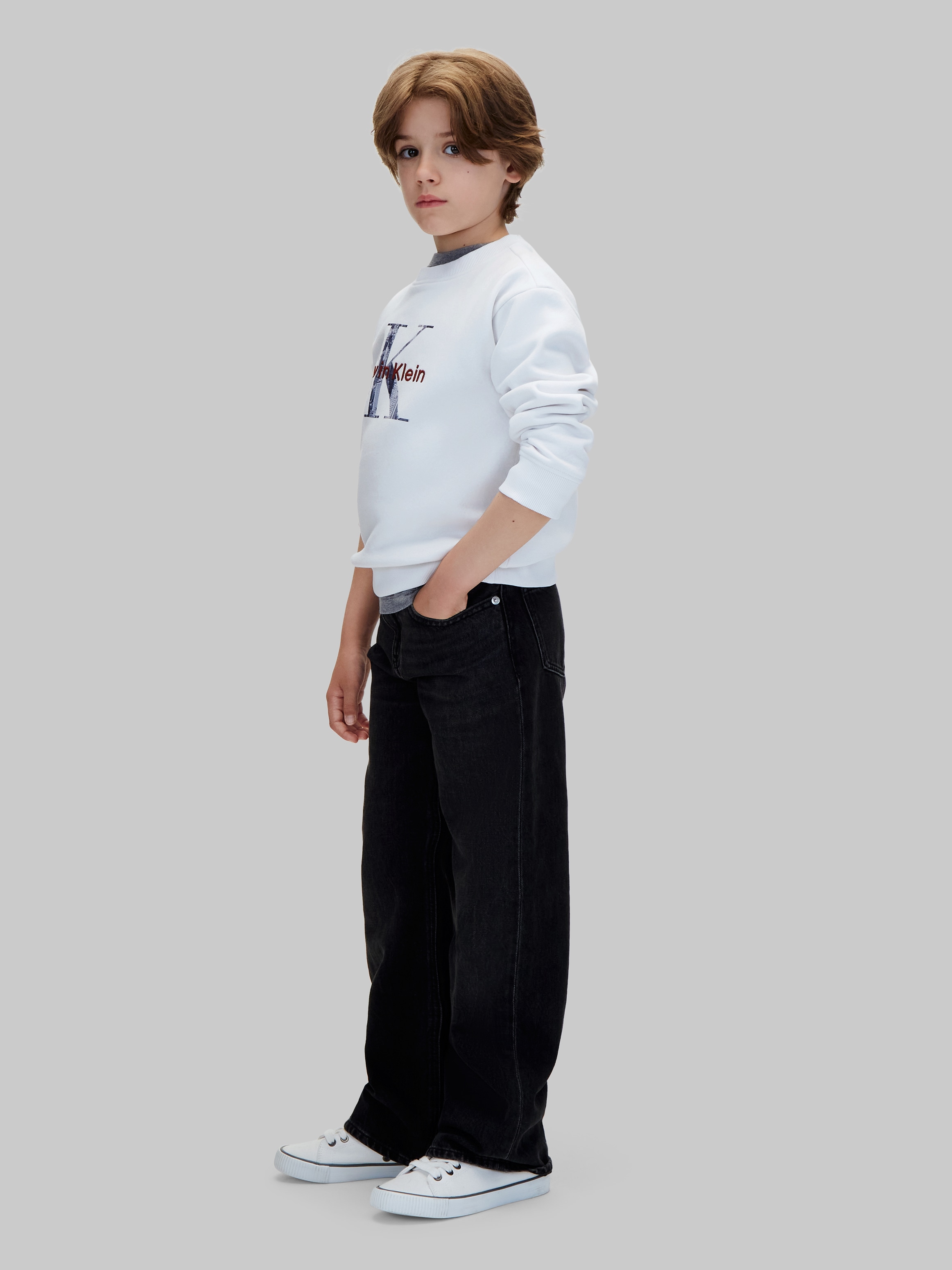 Calvin Klein Jeans Sweatshirt »FILLED MONOLOGO CN SWEATSHIRT«, Regular fit mit Rundhalsausschnitt, Logoschriftzug

