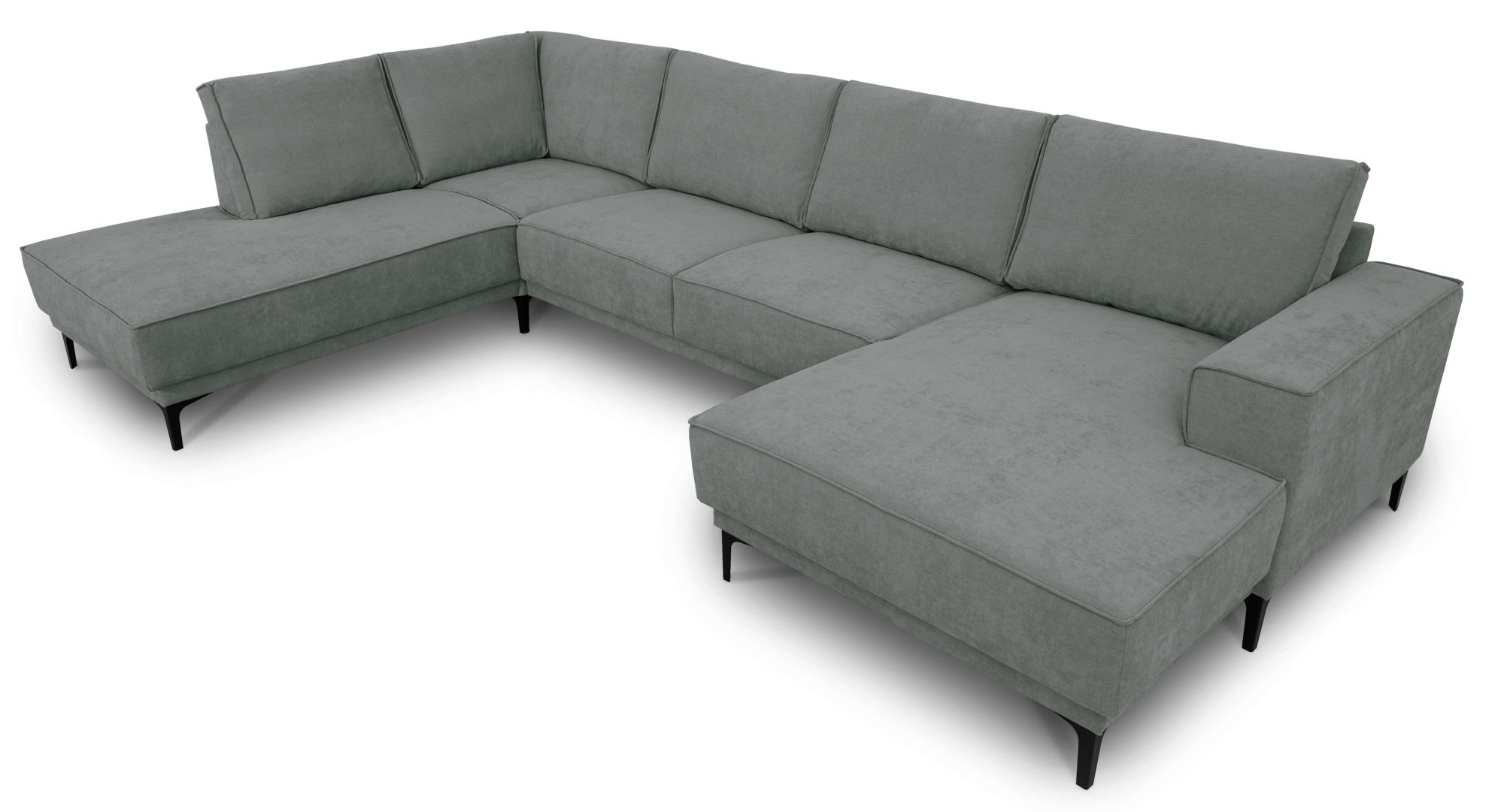 GOODproduct Wohnlandschaft »XXL Sofa Oland, Struktur, Flachgewebe, Luxus-Microfaser, Boucle« U-Form, 345 cm, Wellenunterfederung, Skandi-Design, Metallfüsse
