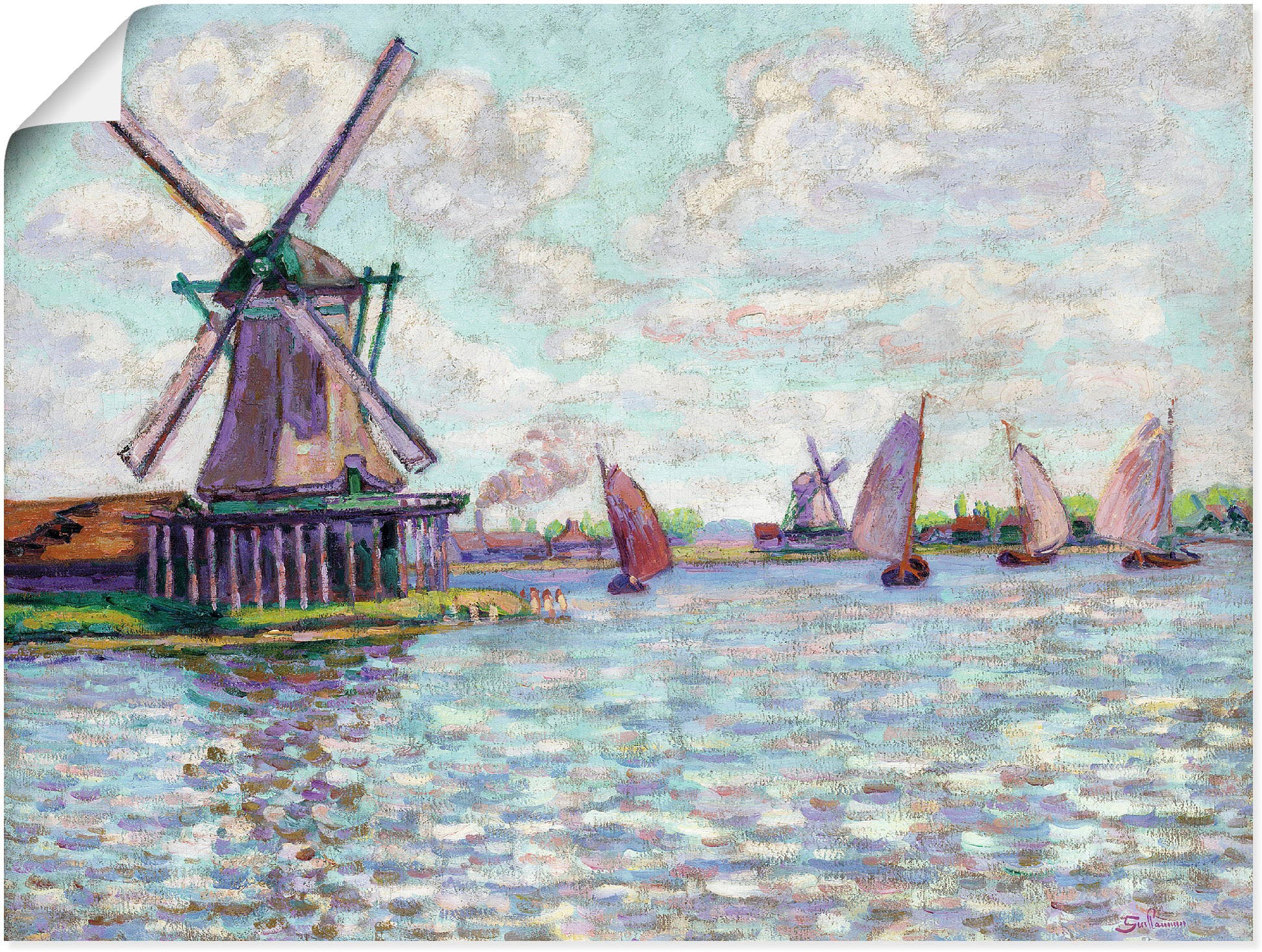 Image of Artland Wandbild »Windmühlen in Holland. Um 1904«, Gebäude, (1 St.), in vielen Grössen & Produktarten -Leinwandbild, Poster, Wandaufkleber / Wandtattoo auch für Badezimmer geeignet bei Ackermann Versand Schweiz