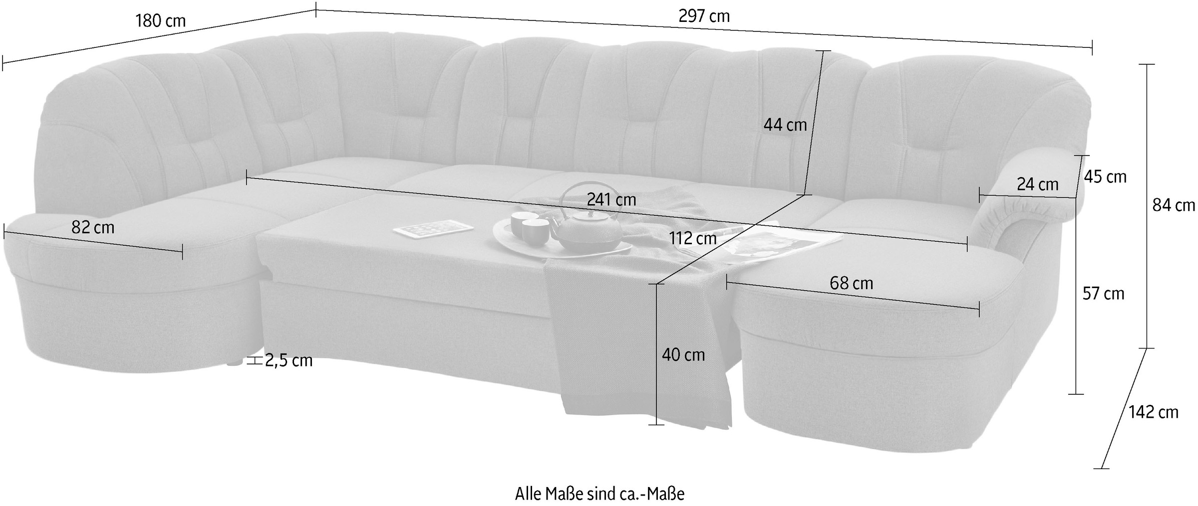 DOMO collection Wohnlandschaft »Papenburg U-Form«, in grosser Farbvielfalt, wahlweise Bettfunktion, frei im Raum stellbar