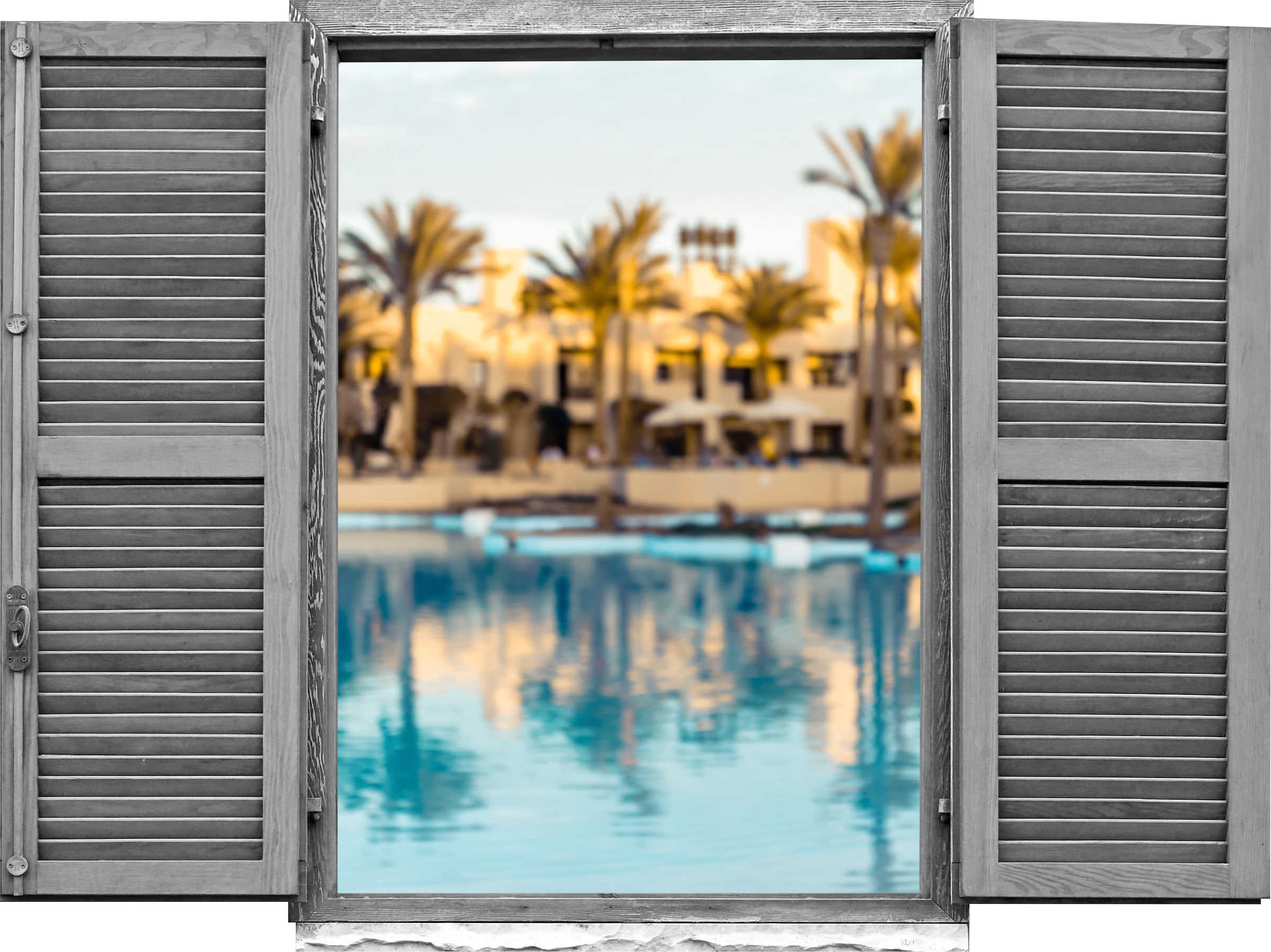 Image of queence Wandtattoo "Pool" Wandsticker, Wandbild, selbstklebend, 3D, Fenster