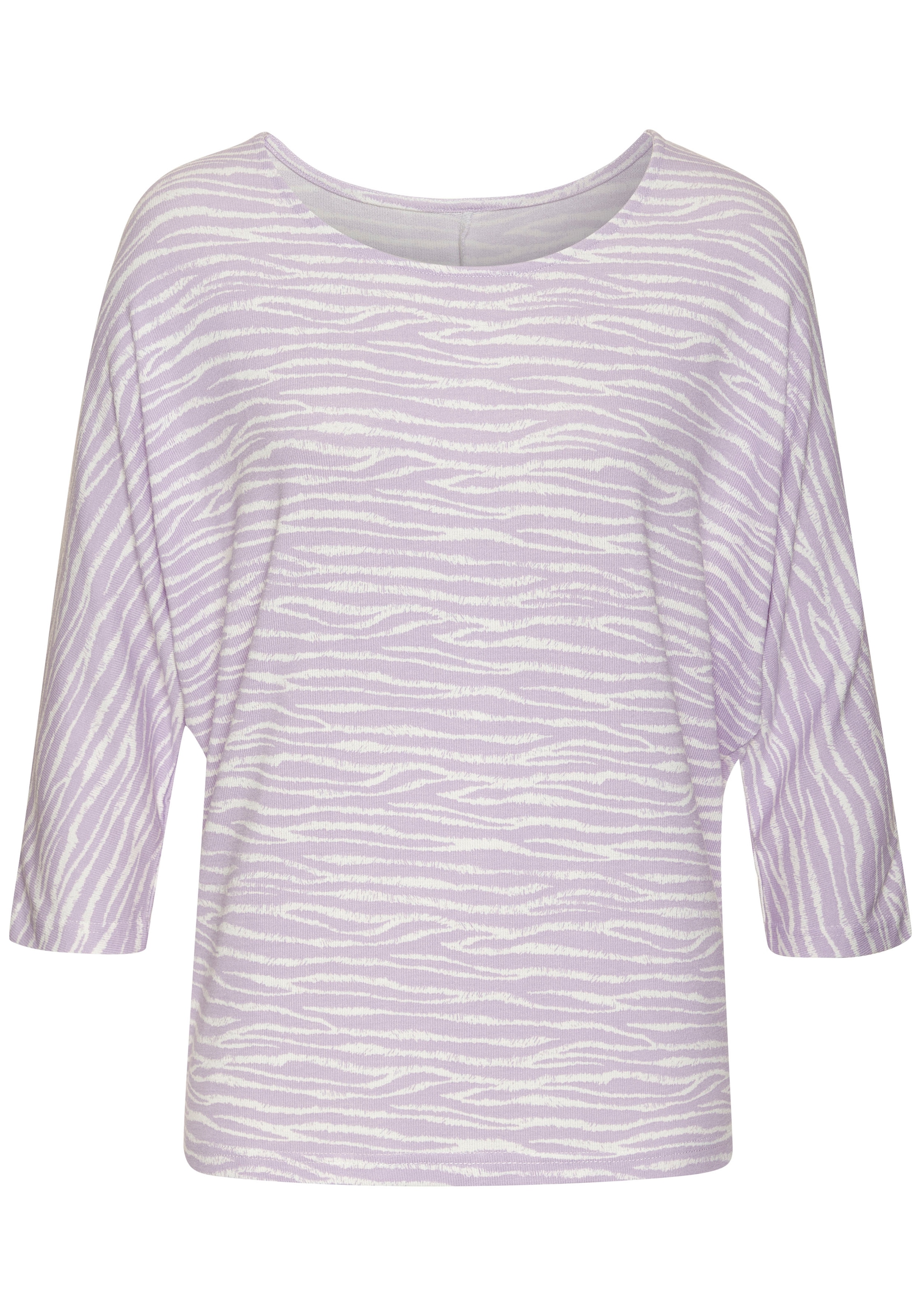 LASCANA 3/4-Arm-Shirt »mit modischem Zebra-Muster«, aus weichem Viskose-Strick