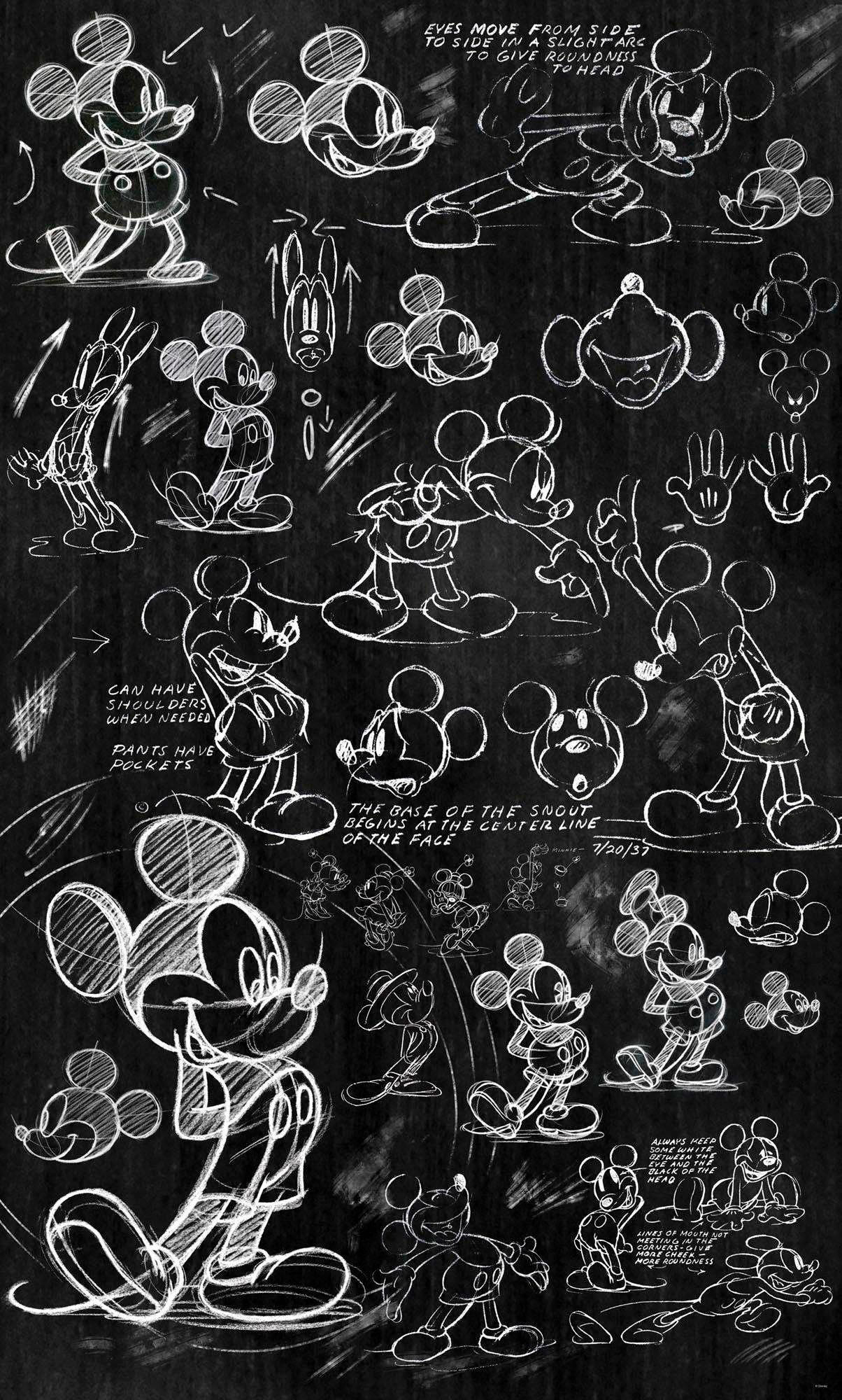 Image of Komar Vliestapete "Digitaldruck Vlies - Mickey - Chalkboard - Grösse 120 x 200 cm" bedruckt glatt Kinderzimmer