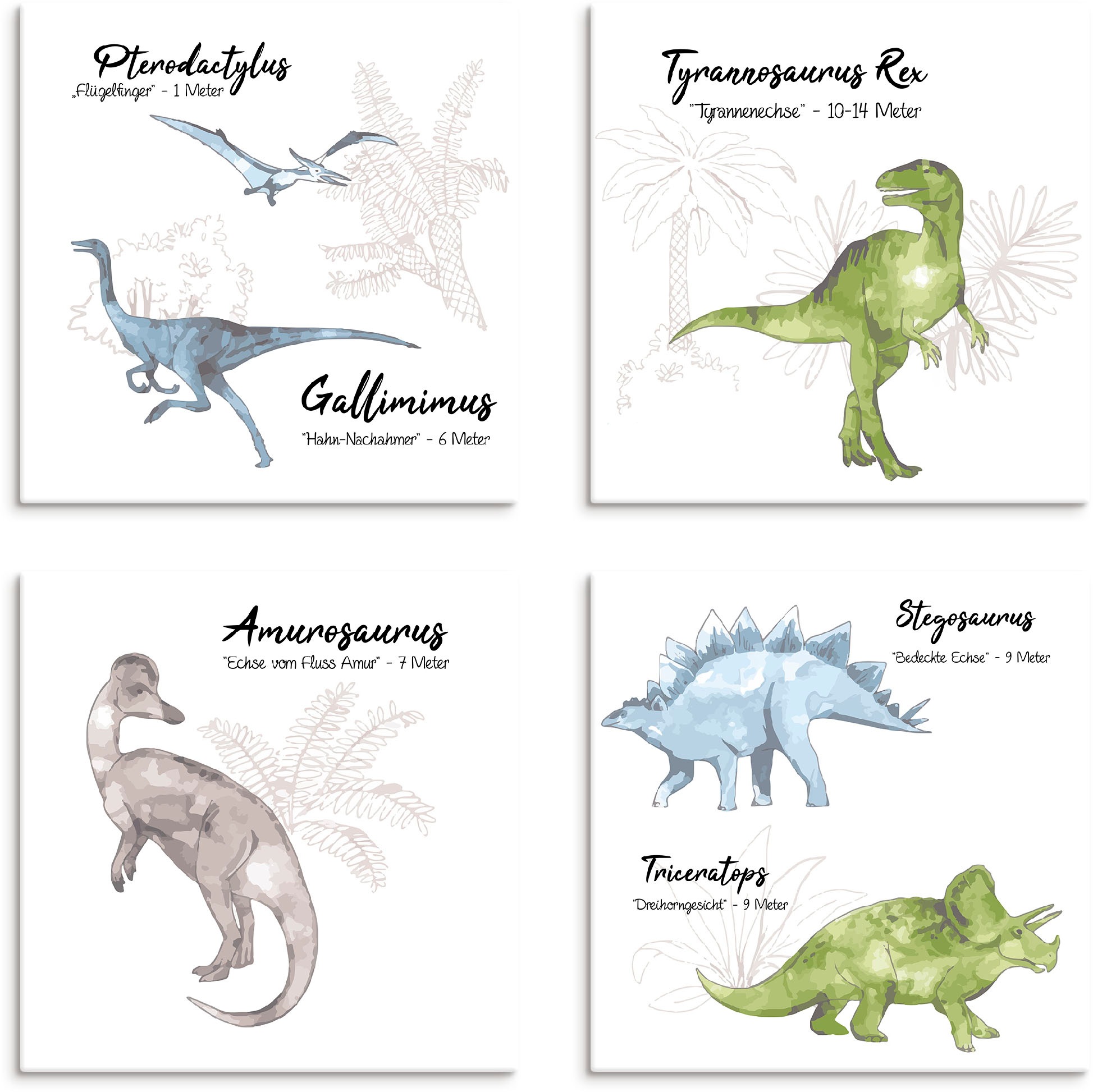 Image of Lüttenhütt Leinwandbild »Dino«, Tiere, (Set, 4 St., 4 Teile), 4er Set in verschiedenen Grössen bei Ackermann Versand Schweiz