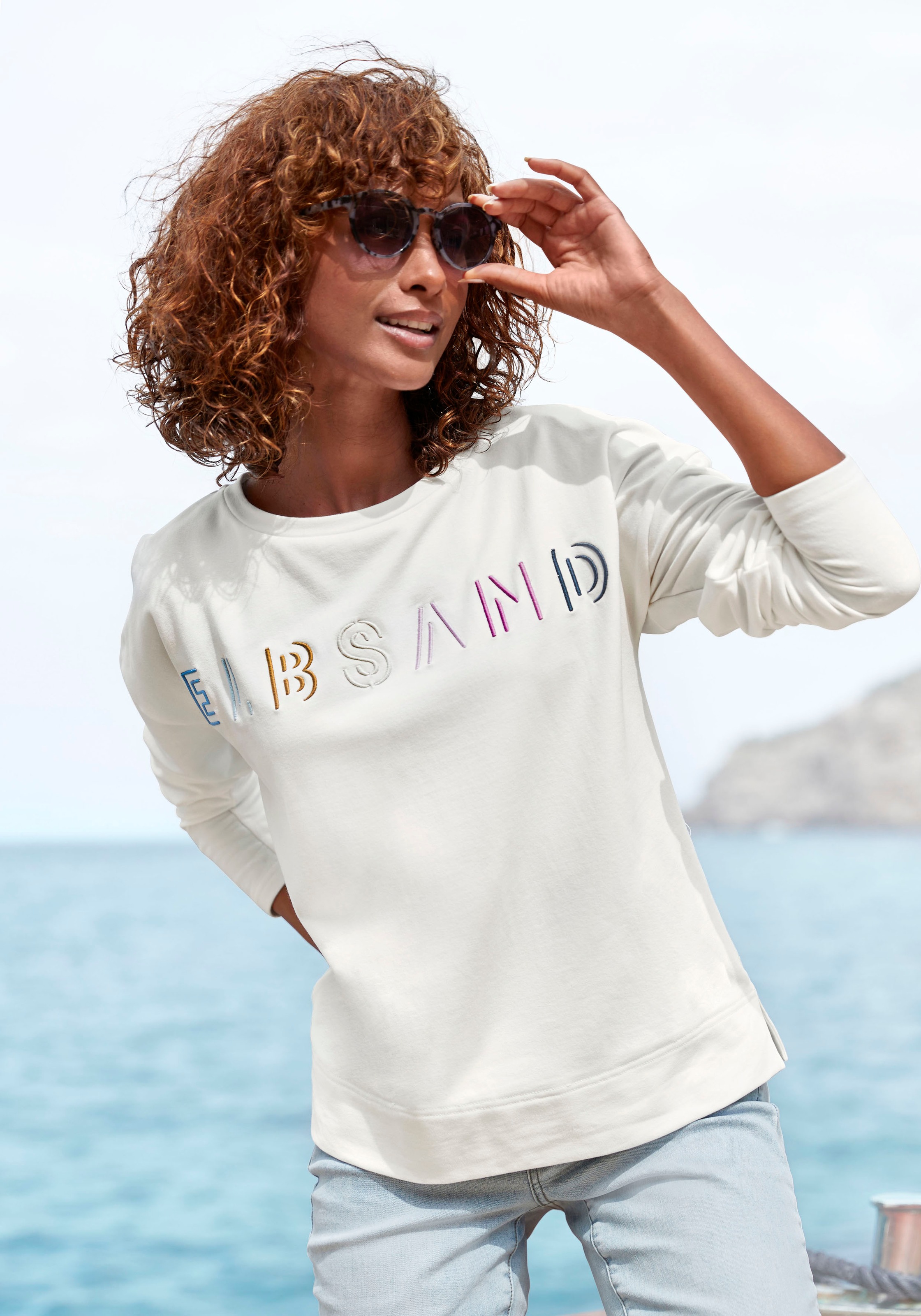 Image of Elbsand Sweatshirt "Alma", mit Logostickerei vorne, lässige Passform, sportlich-casual