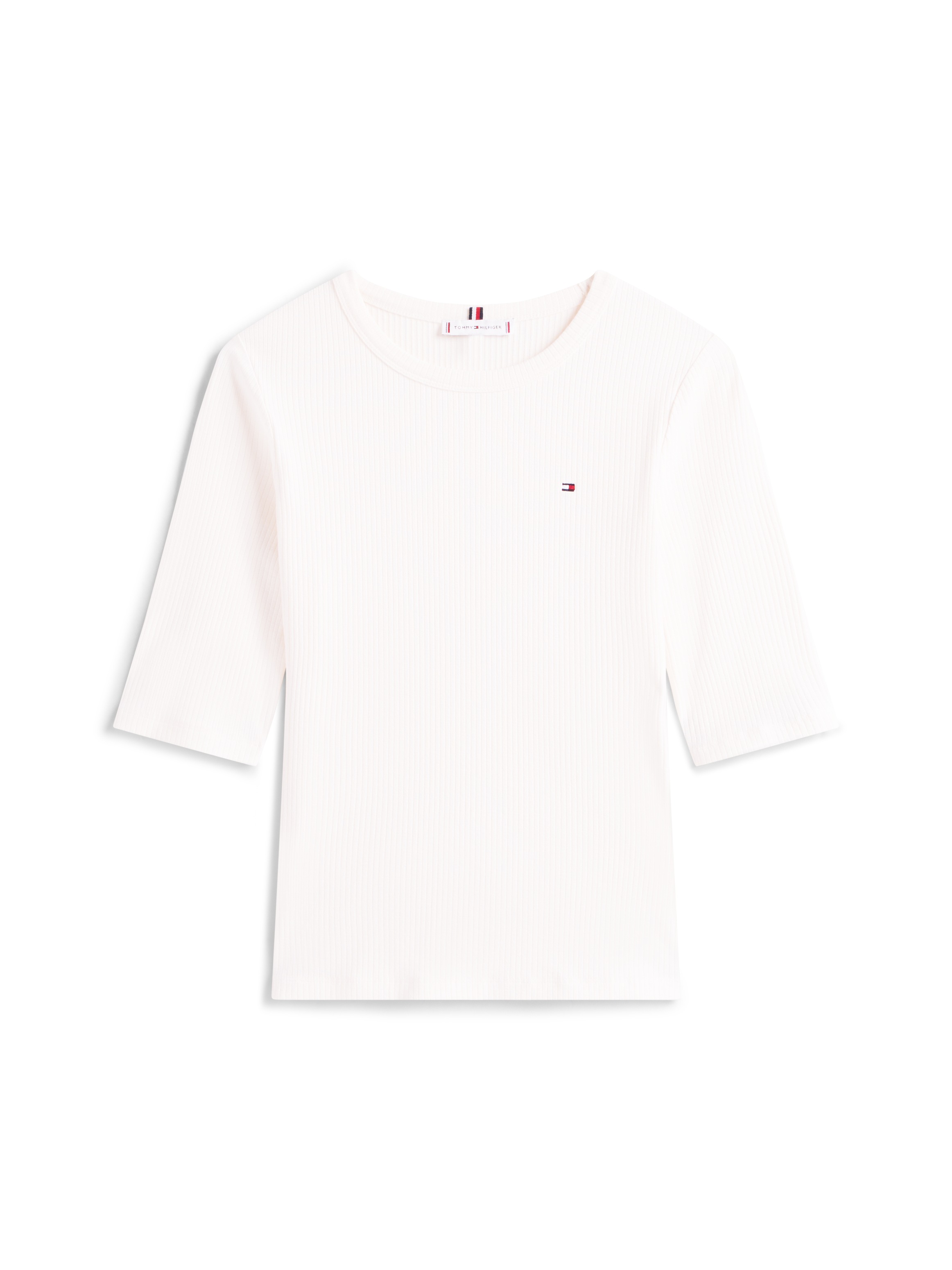 Tommy Hilfiger Kurzarmshirt »SLIM 5X2 RIB C-NK 1/2 SLV«, in gerippter Struktur
