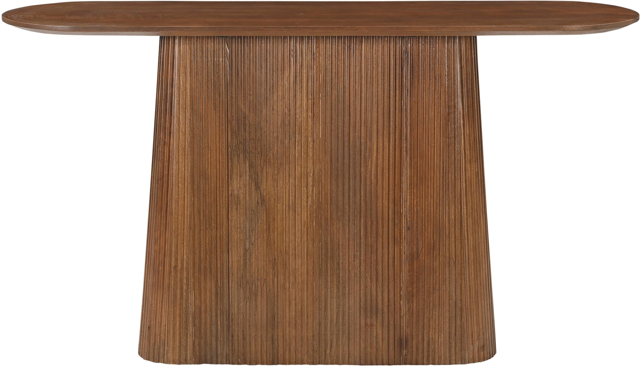 Image of SIT Konsolentisch "Mumbai oval aus massivem Mangoholz mit Lamellen-Sockel" Ovale 140-cm-Platte trifft auf modernes Lamellendesign
