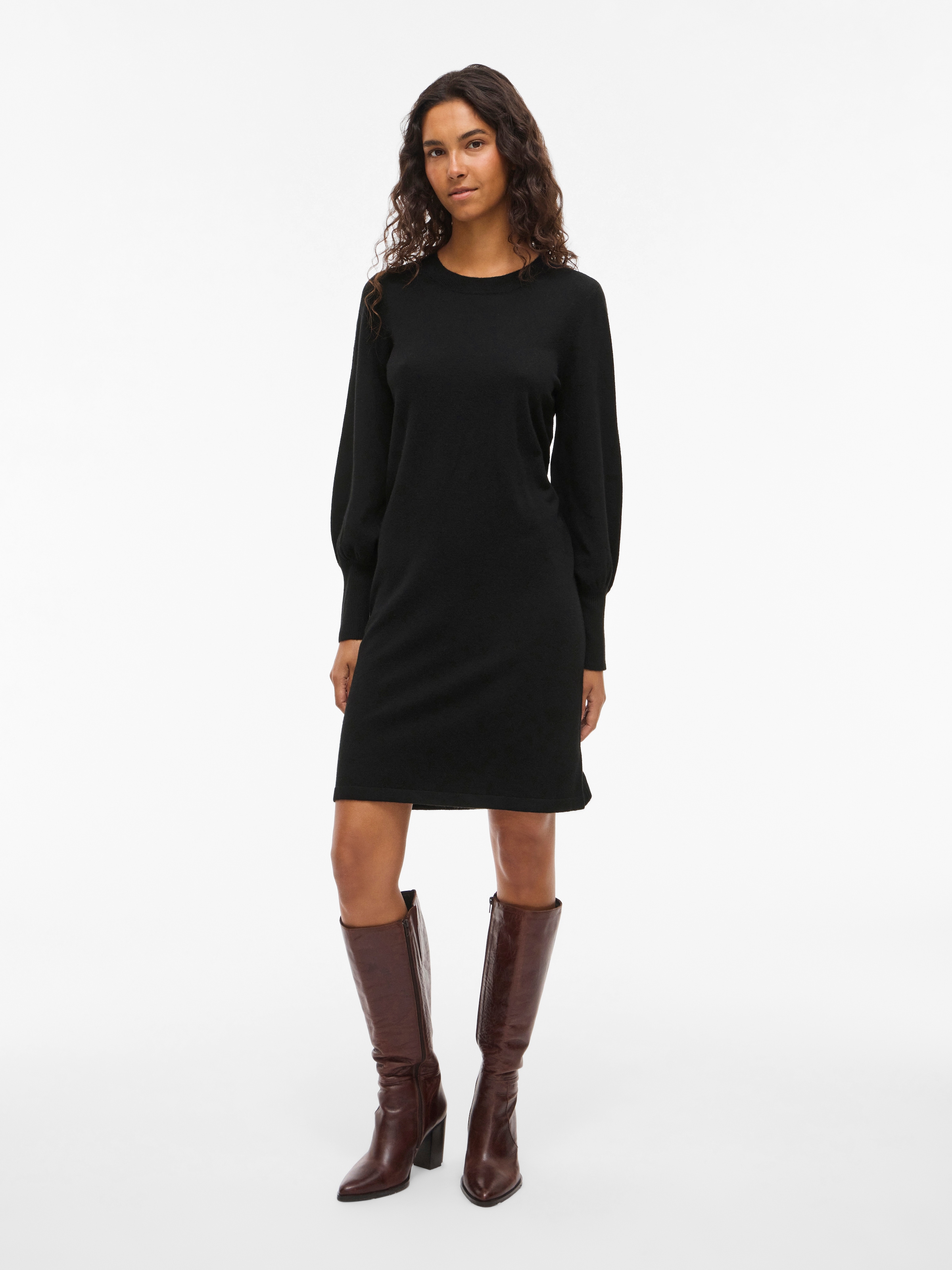 Vila Strickkleid »VIKERRY O-NECK KNIT DRESS - NOOS« Materialmix, regular fit