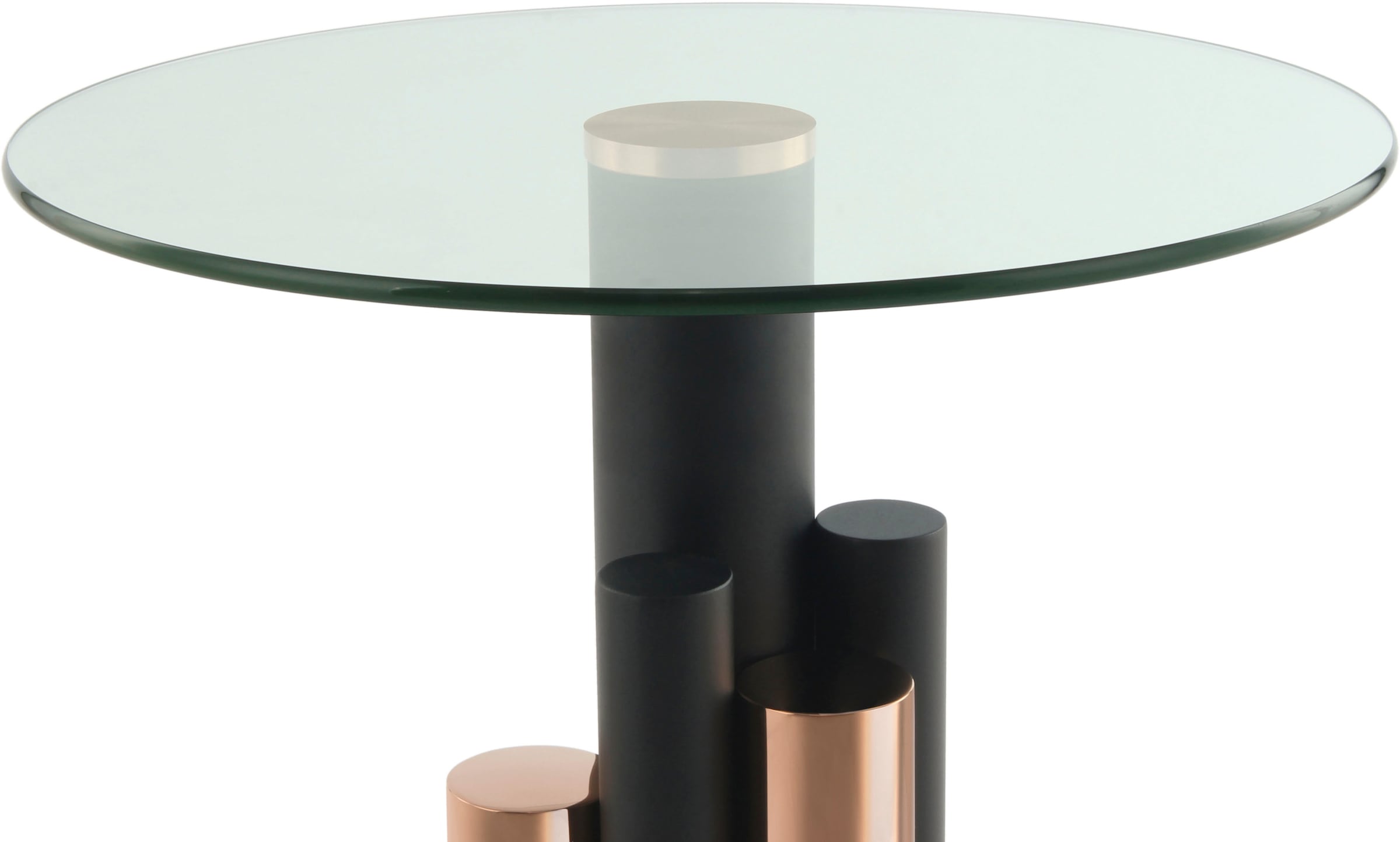 Kayoom Beistelltisch »Ontario 225, Runde  Glasplatte aus Sicherheitsglas, 100% Edelstahl« 1 Stk. tlg. Modernes Design, zweifarbiges Säulengestell, Eyecatcher Element