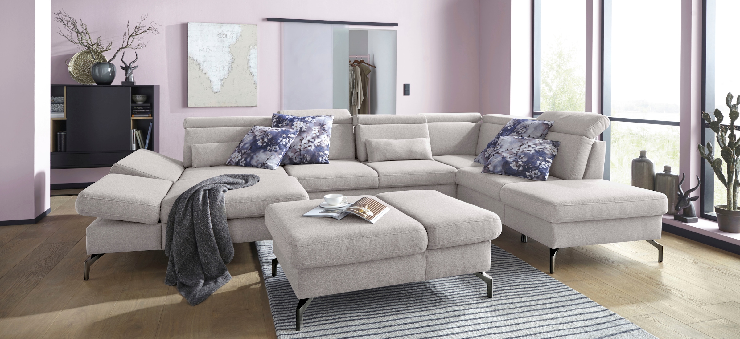 sit&more Hocker »Brisbane« Fusshöhe 12 cm, mit Federkern und Klappfunktion