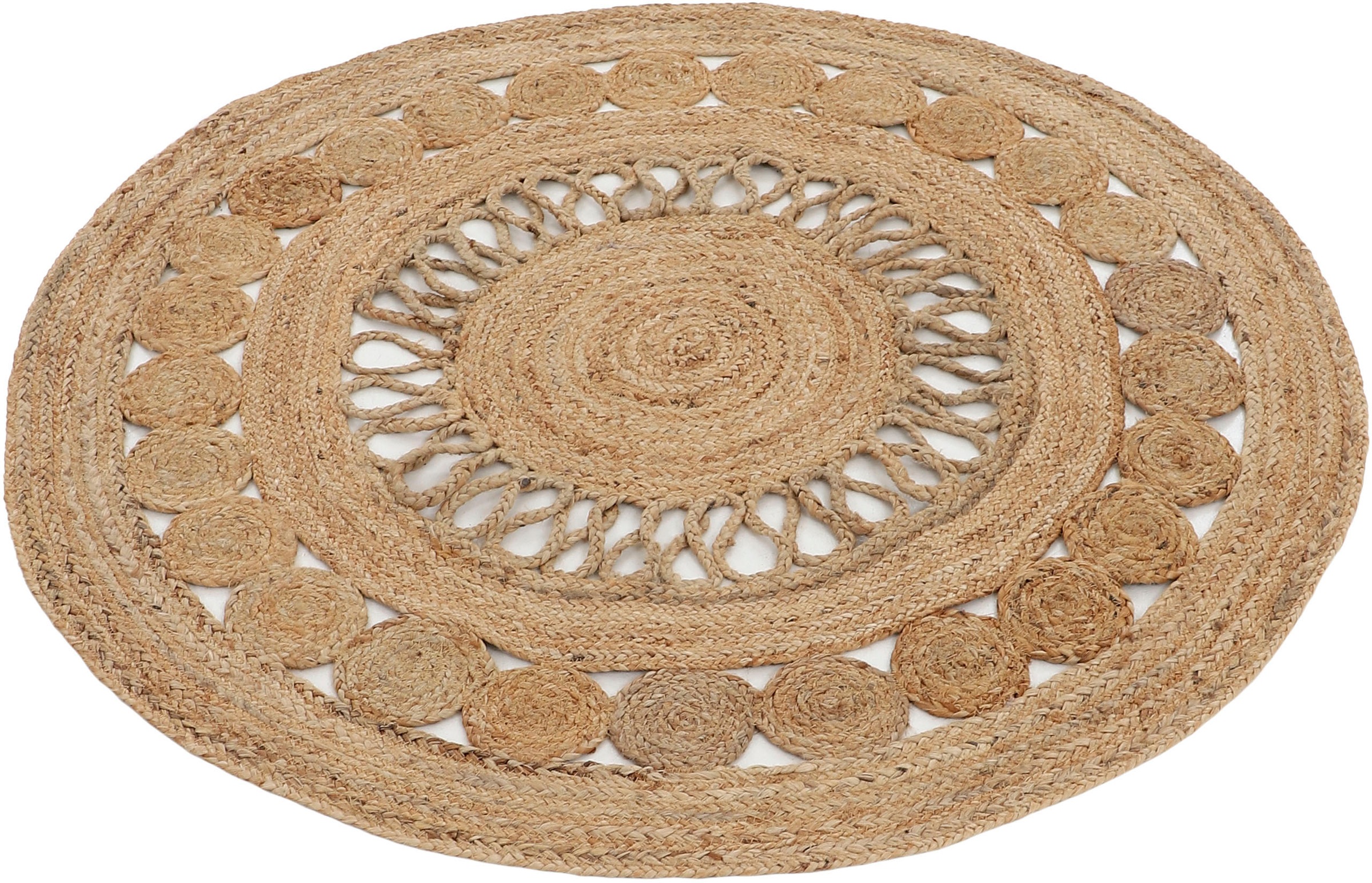 carpetfine Teppich »Juteteppich Ella«, rund, 5 mm Höhe