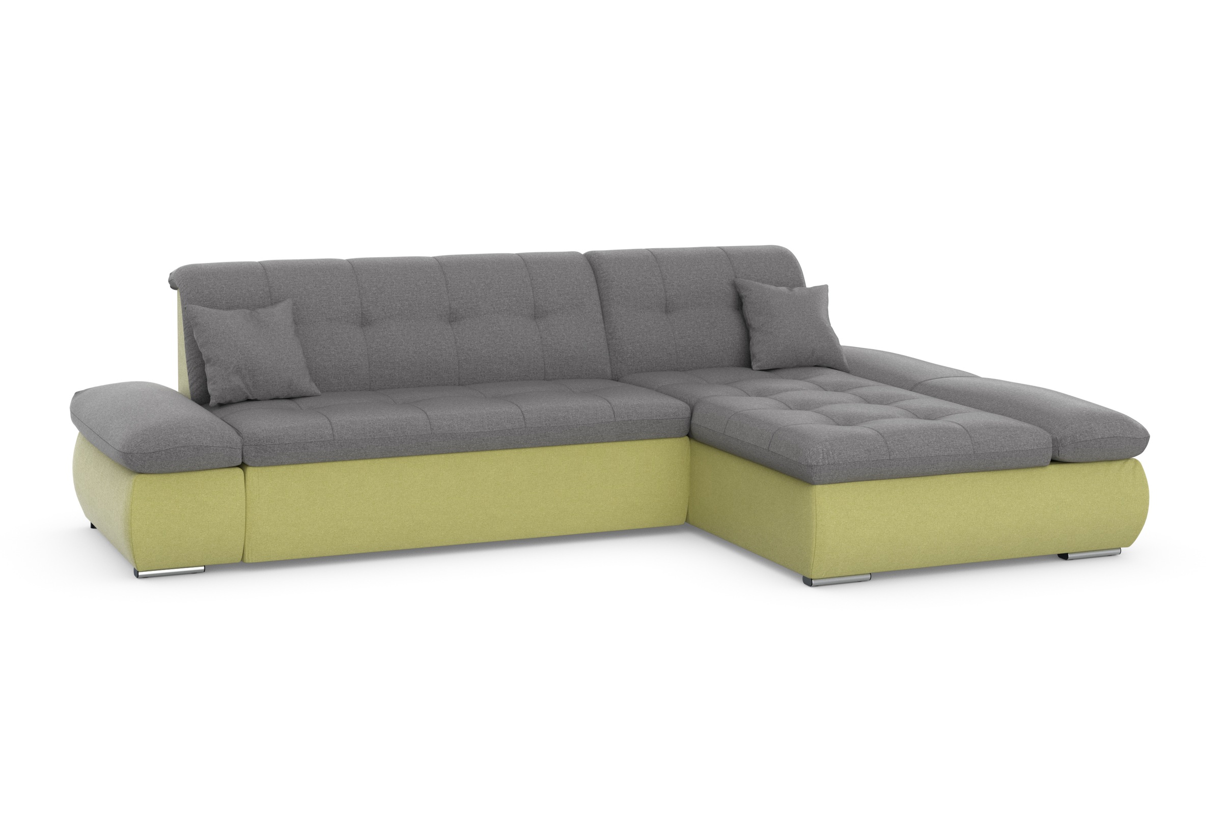 DOMO collection Ecksofa »Moric, L-Form, XXL-Sofa - Breite 300cm«, wahlweise mit Bettfunktion und Armteilverstellung, gelb-schlamm