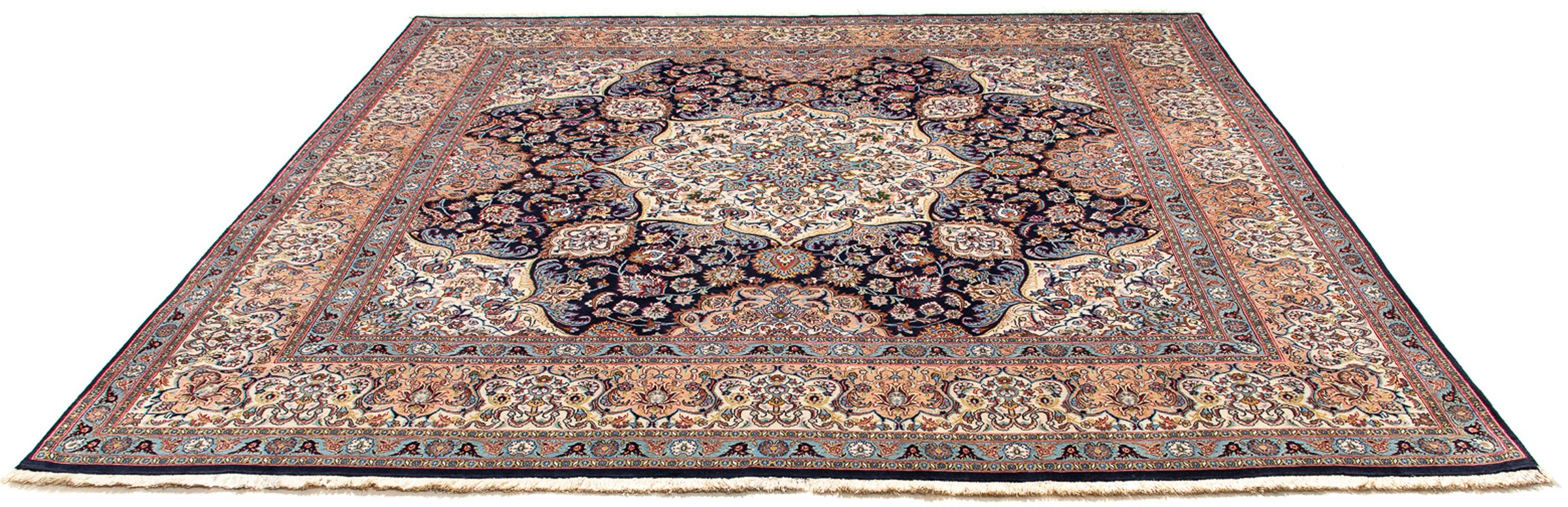 Image of morgenland Orientteppich »Perser - Täbriz - Premium quadratisch - 242 x 235 cm - dunkelblau«, quadratisch, 5 mm Höhe, Wohnzimmer, Handgeknüpft, Einzelstück mit Zertifikat bei Ackermann Versand Schweiz