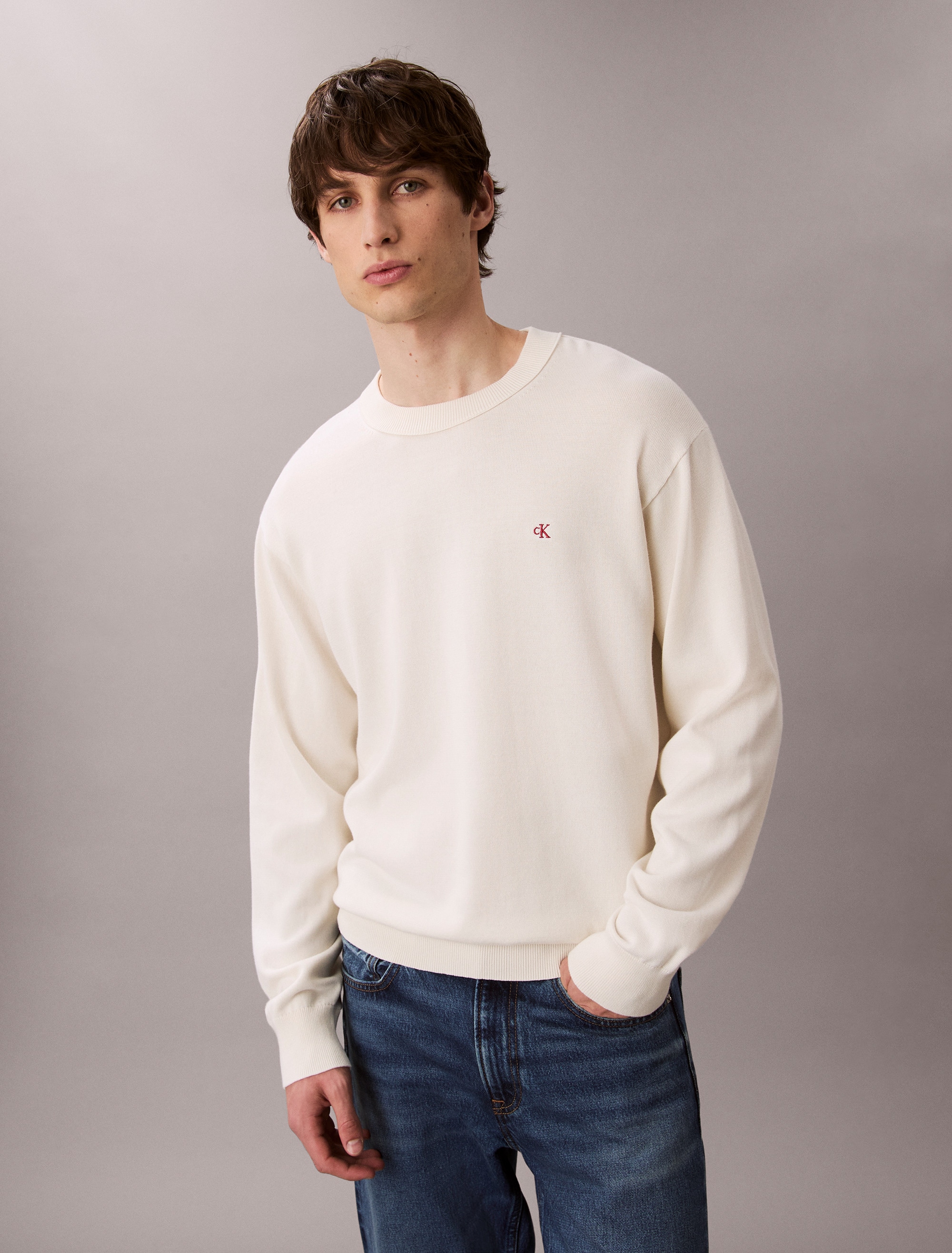 Image of Calvin Klein Strickpullover "LS EZ COTTON CREWNK SWEATER 12GG" Mit Rundhalsausschnitt