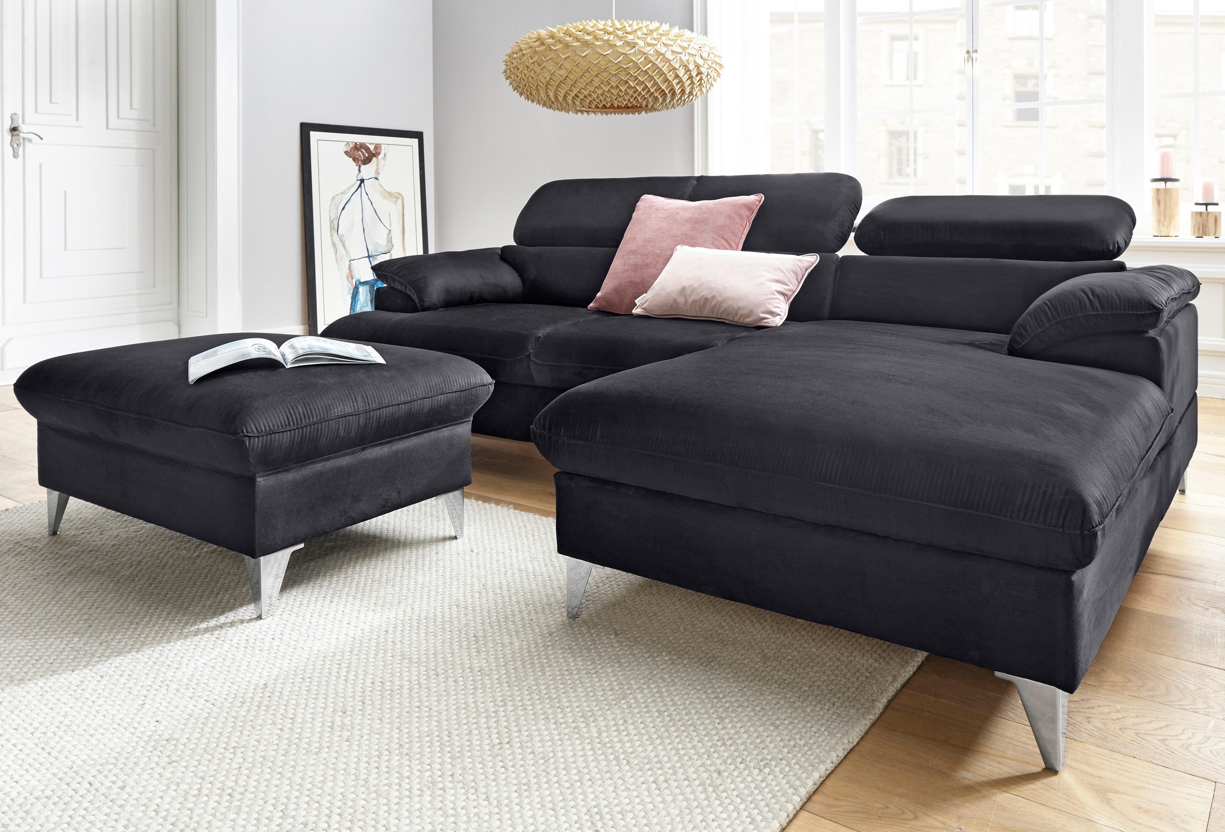 COTTA Ecksofa »Caluso L-Form«, mit Kopfteilverstellung, wahlweise mit Bettfunktion & Bettkasten