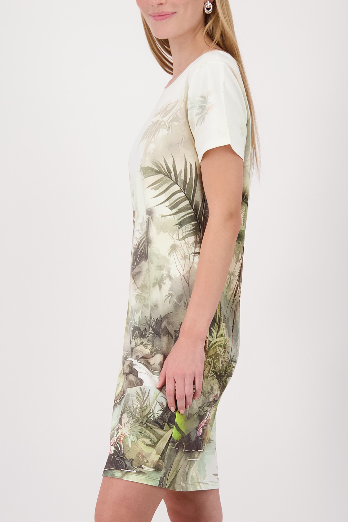 Monari Robe t-shirt »Kleid Tropical Allover« Sans poche Regular fit mit tropischem Print