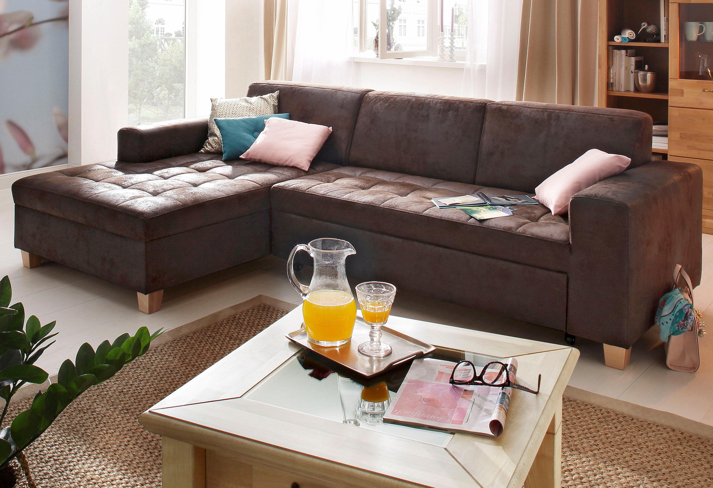 Image of Home affaire Ecksofa "Corby L-Form" wahlweise mit Bettfunktion, Steppung auf Sitzfläche