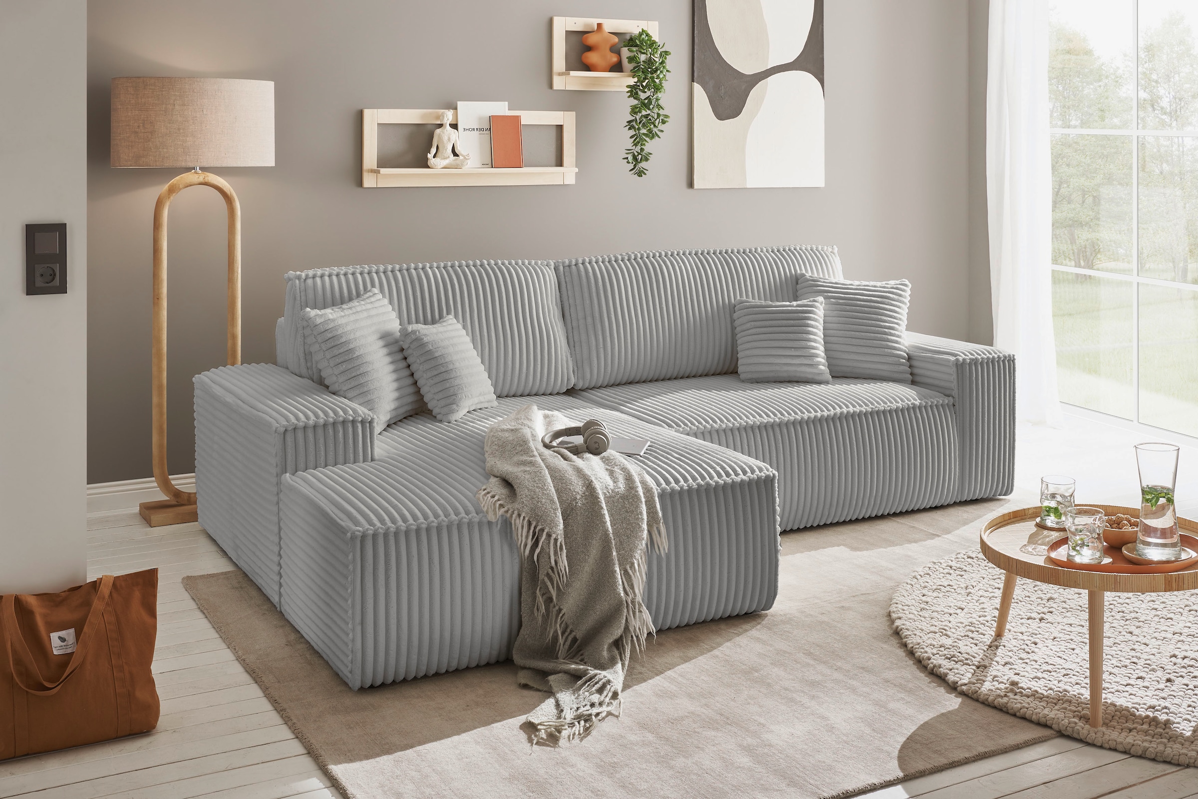 GOODproduct Ecksofa »FINNLEY, Schlafsofa 257 cm - OTTO. Verlässliche Qualität.« verfügbar in den Stoffqualitäten Bouclé, Struktur fein und Mega Cord