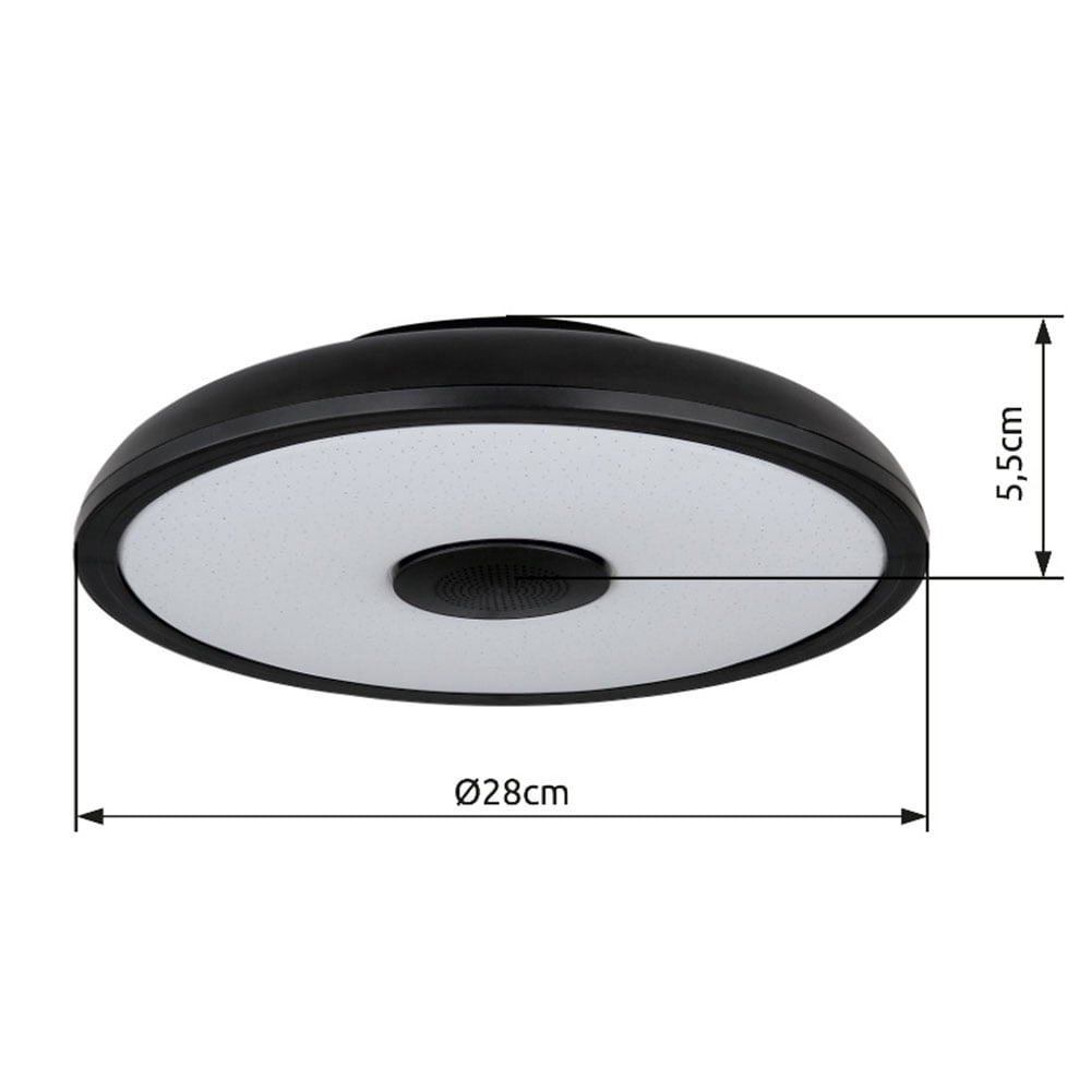 GLOBO LIGHTING Plafonnier LED »RAFFY« Module LED 1 cuis blanc chaud - blanc froid Changement de couleur rouge-vert-bleu, fonction haut-parleur