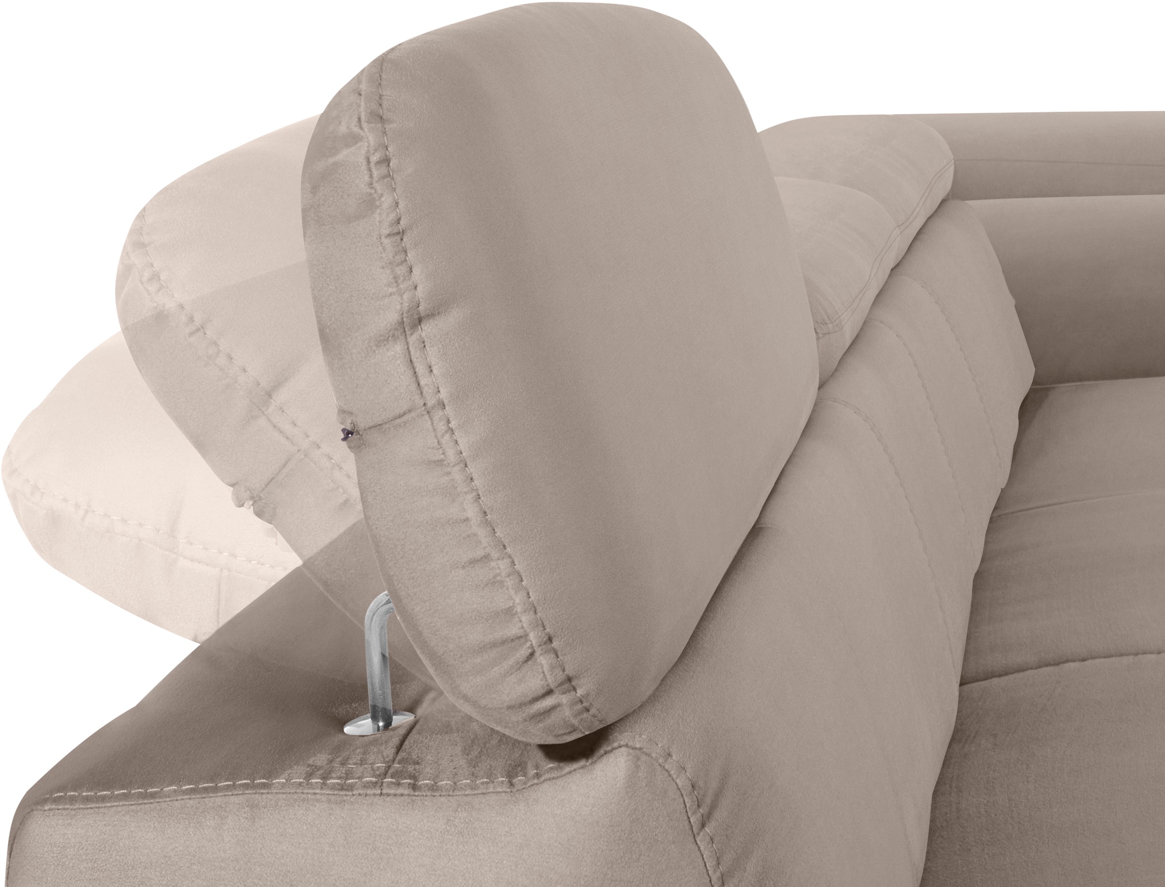COTTA Ecksofa »Chef L-Form«, mit Kopfteilverstellung, edle Metallkufen, wahlweise mit Bettfunktion