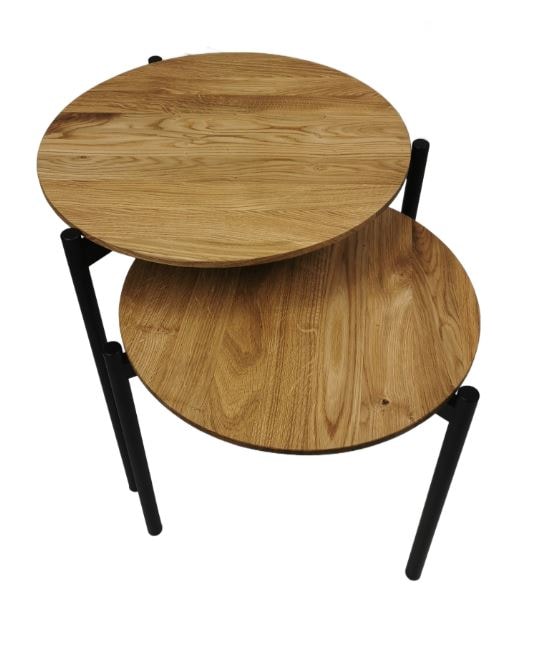 andas Couchtisch »Kotka«, (Im Set zwei Couchtische), Tischplatte aus massiver Eiche, Beingestell aus Metall