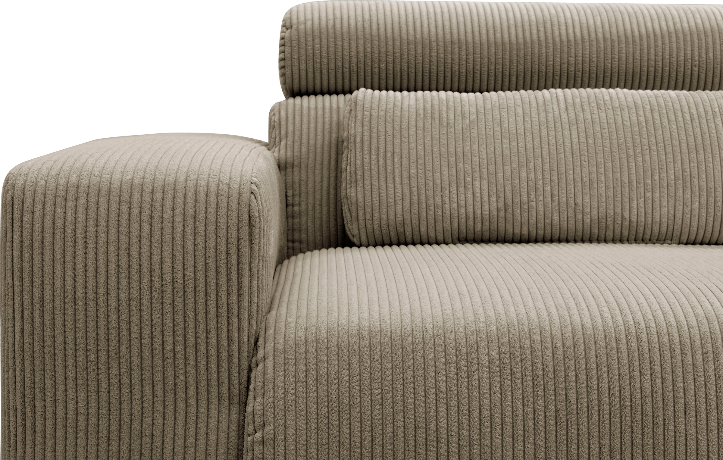 DOMO collection Ecksofa »Brandon, inkl. Kopfteilverstellung, B/T/H:  214/100/80 cm, L-Form« Cord, schlamm