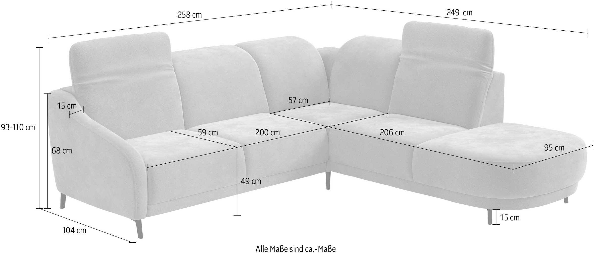 sit&more Ecksofa »Blues L-Form« wahlweise mit Klapptisch und USB