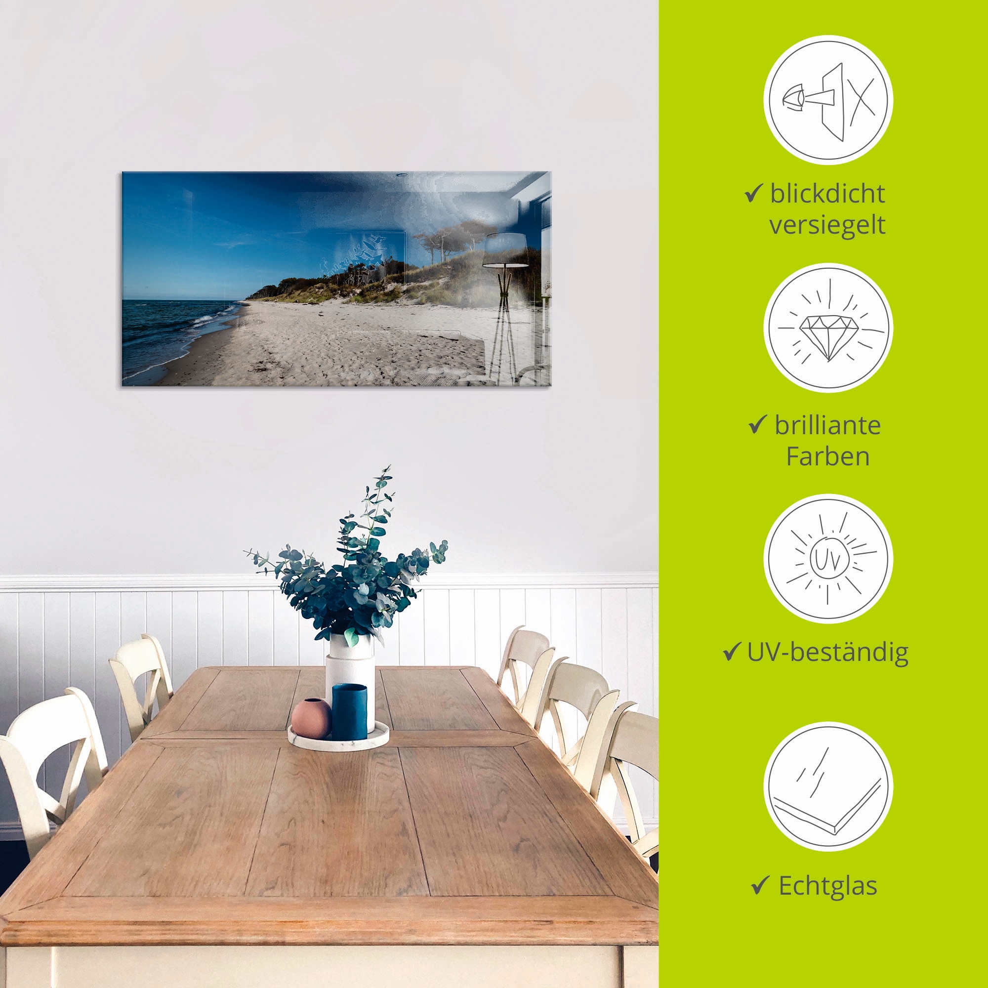 Artland Glasbild »Am Weststrand- Ostsee - Darss«, Strand, (1 St.), in verschiedenen Grössen