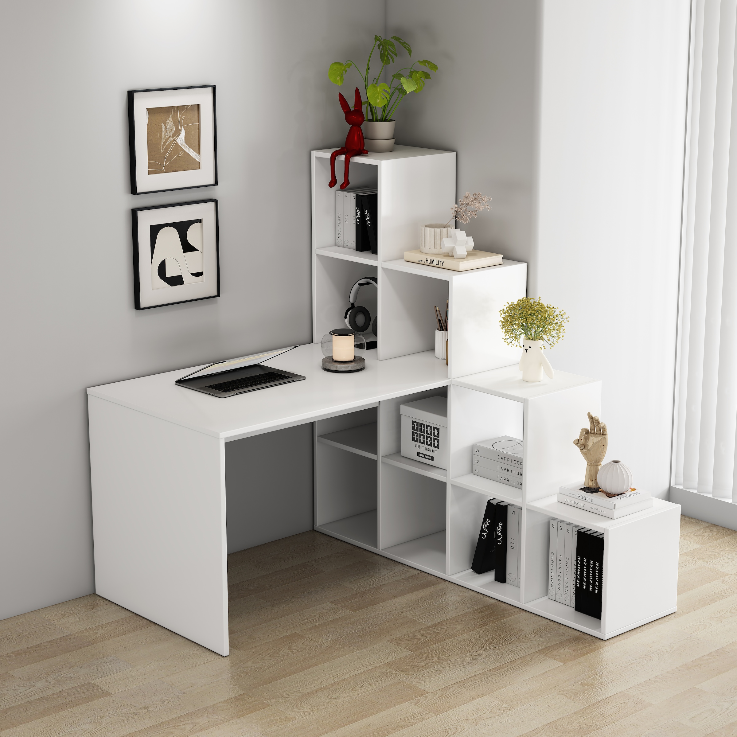 GOODproduct Regal-Schreibtisch »Ciela« Set,  flexible Aufstellmöglichkeiten, wechselseitig  montierbar, B. 137 cm