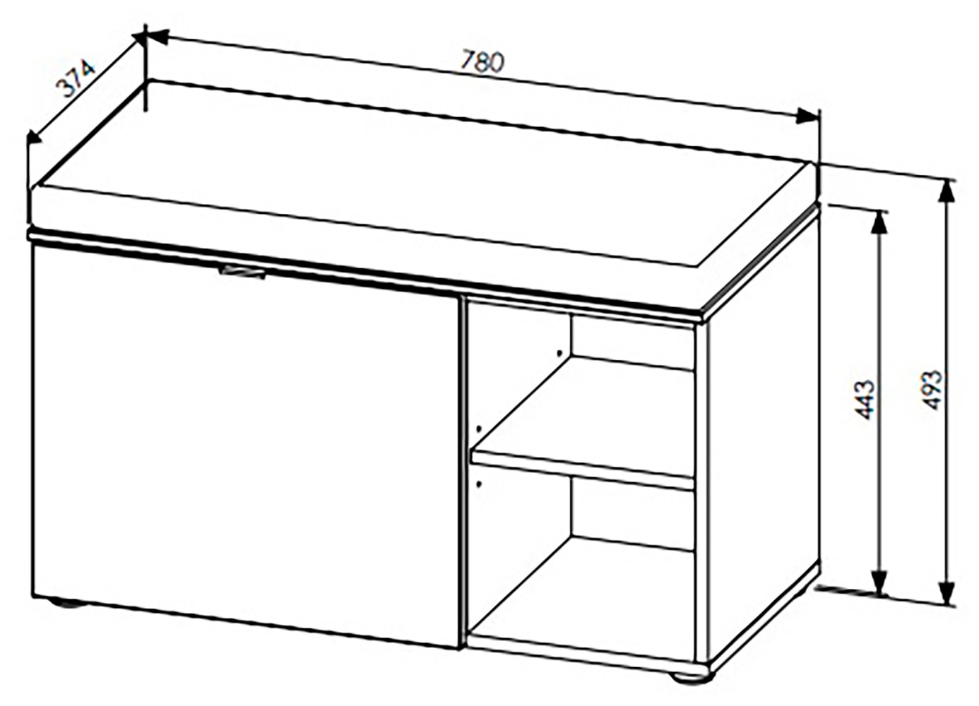 Innostyle Schuhschrank »Bari Schuhbank inkl. Sitzkissen, BxHxT 78x50x38 cm« 1 Stk. tlg. 1 türig, 4 Fächer, Softclose, ABS Kantenschutz