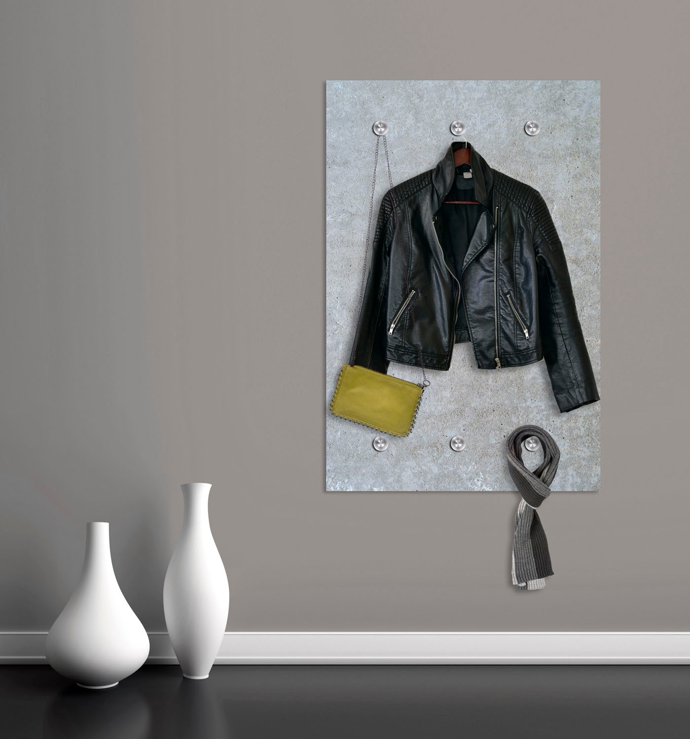 queence Garderobenleiste »Wand« mit 6 Haken, 80 x 120 cm