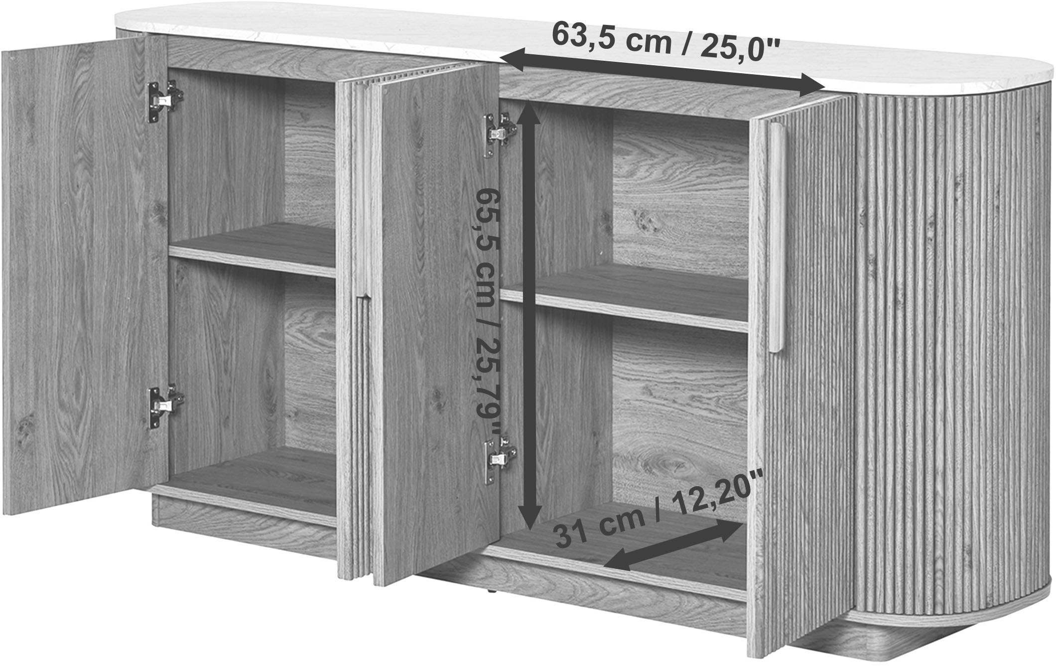 Jahnke Buffet »STRING SB 160« 1 cuis tlg. Buffet bas, 4 portes, aspect marbre, largeur 159,5 cm