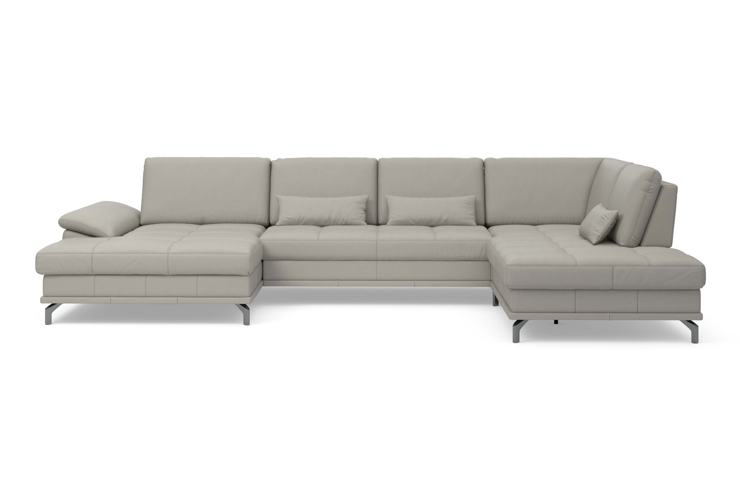 Places of Style Wohnlandschaft »Costello U-Form, mit Sitztiefenverstellung, Armteilverstellung und«, 3 Nierenkissen, optional Bettfunktion und Bettkasten