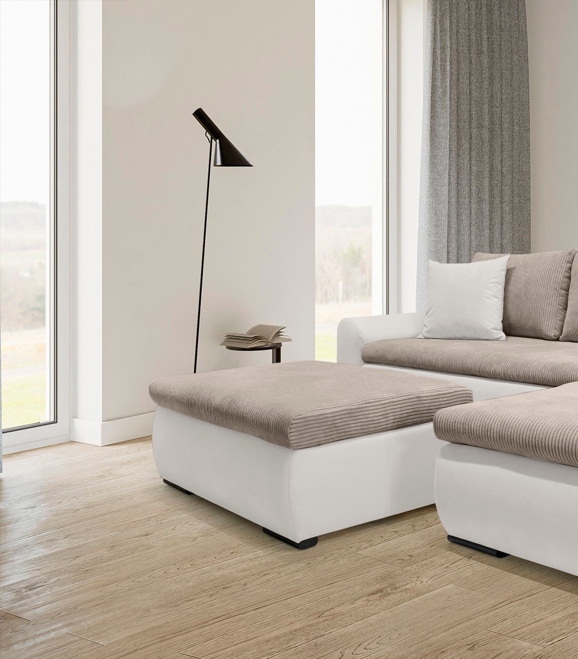 Home affaire Polsterhocker »Win«, mit schwarzen Metallfüssen, frei im Raum stellbar