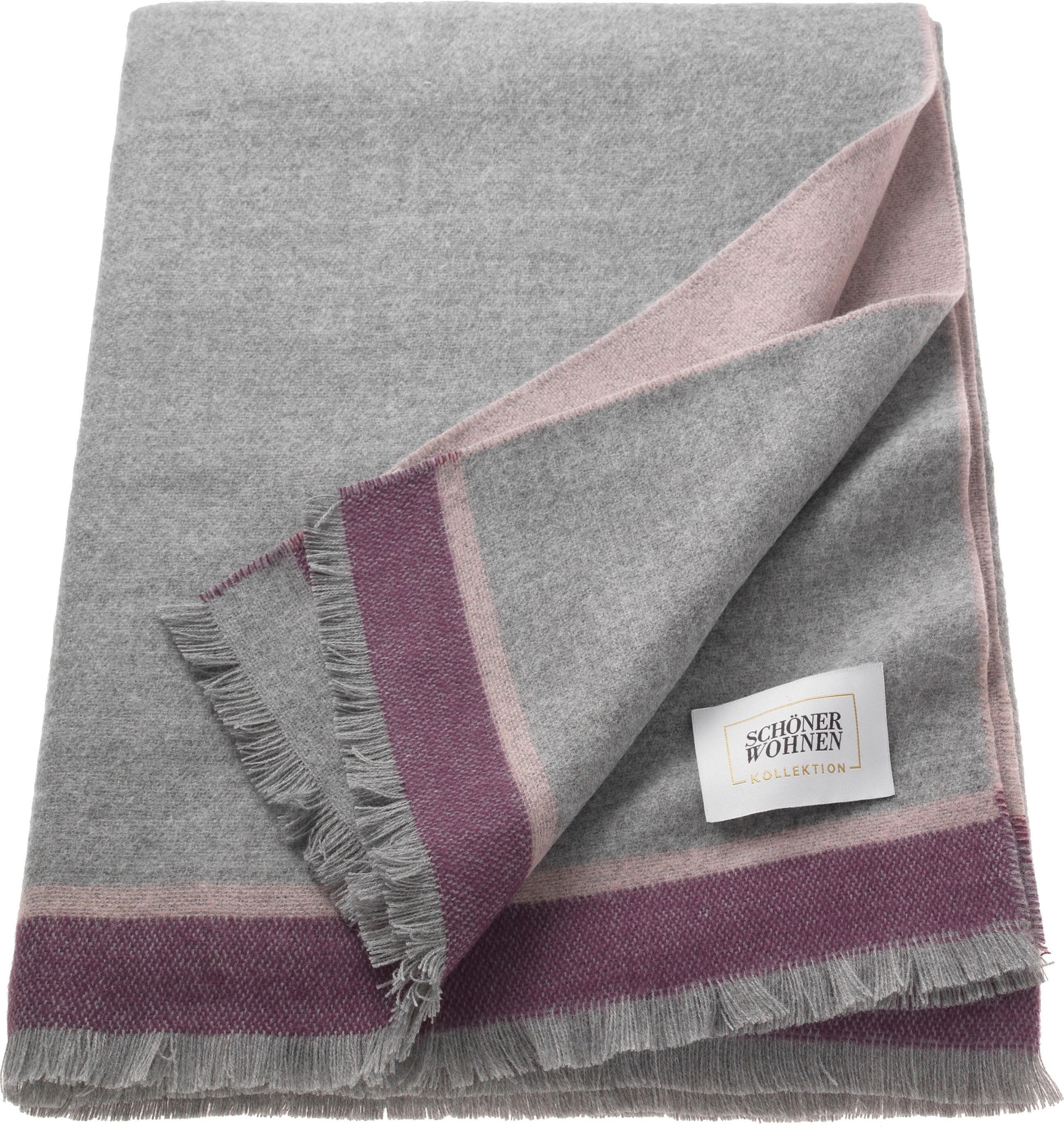 Image of SCHÖNER WOHNEN-Kollektion Wohndecke »Linea«, mit Fransen, Kuscheldecke bei Ackermann Versand Schweiz