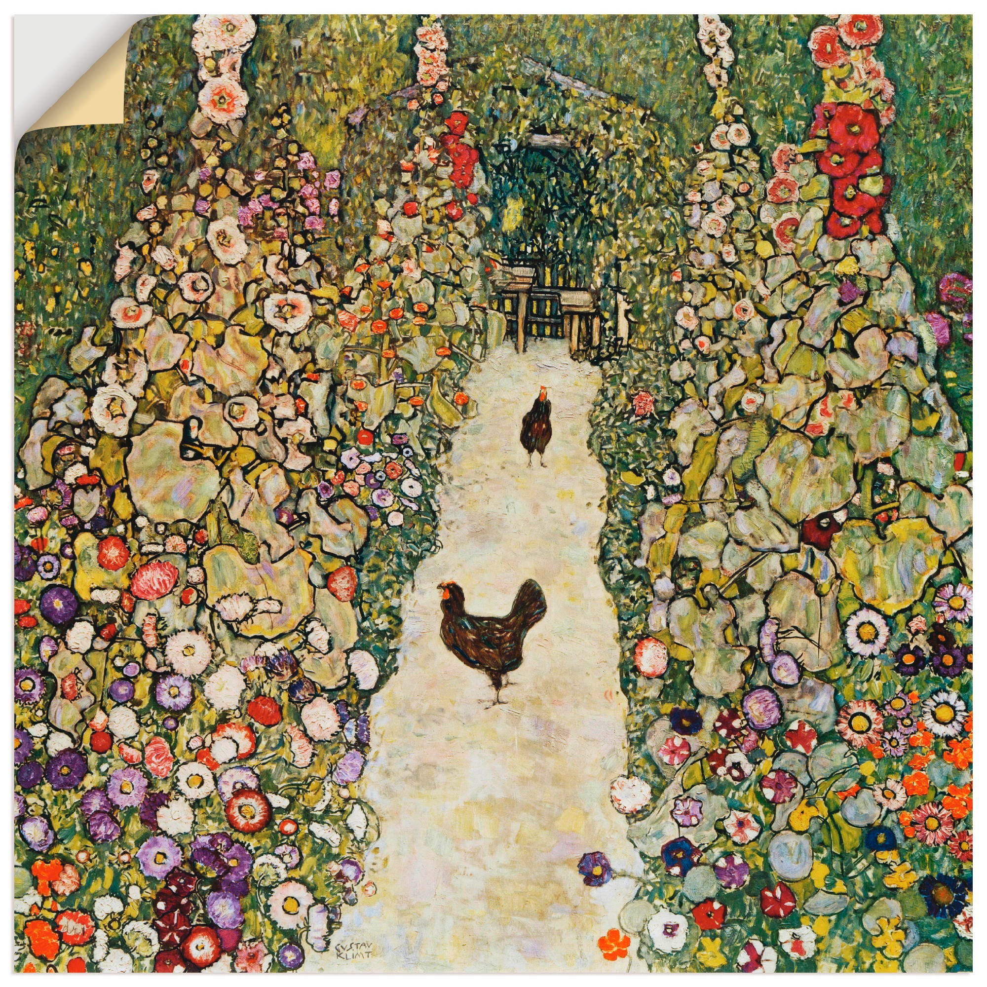 Image of Artland Wandbild »Gartenweg mit Hühnern«, Vögel, (1 St.), in vielen Grössen & Produktarten -Leinwandbild, Poster, Wandaufkleber / Wandtattoo auch für Badezimmer geeignet bei Ackermann Versand Schweiz