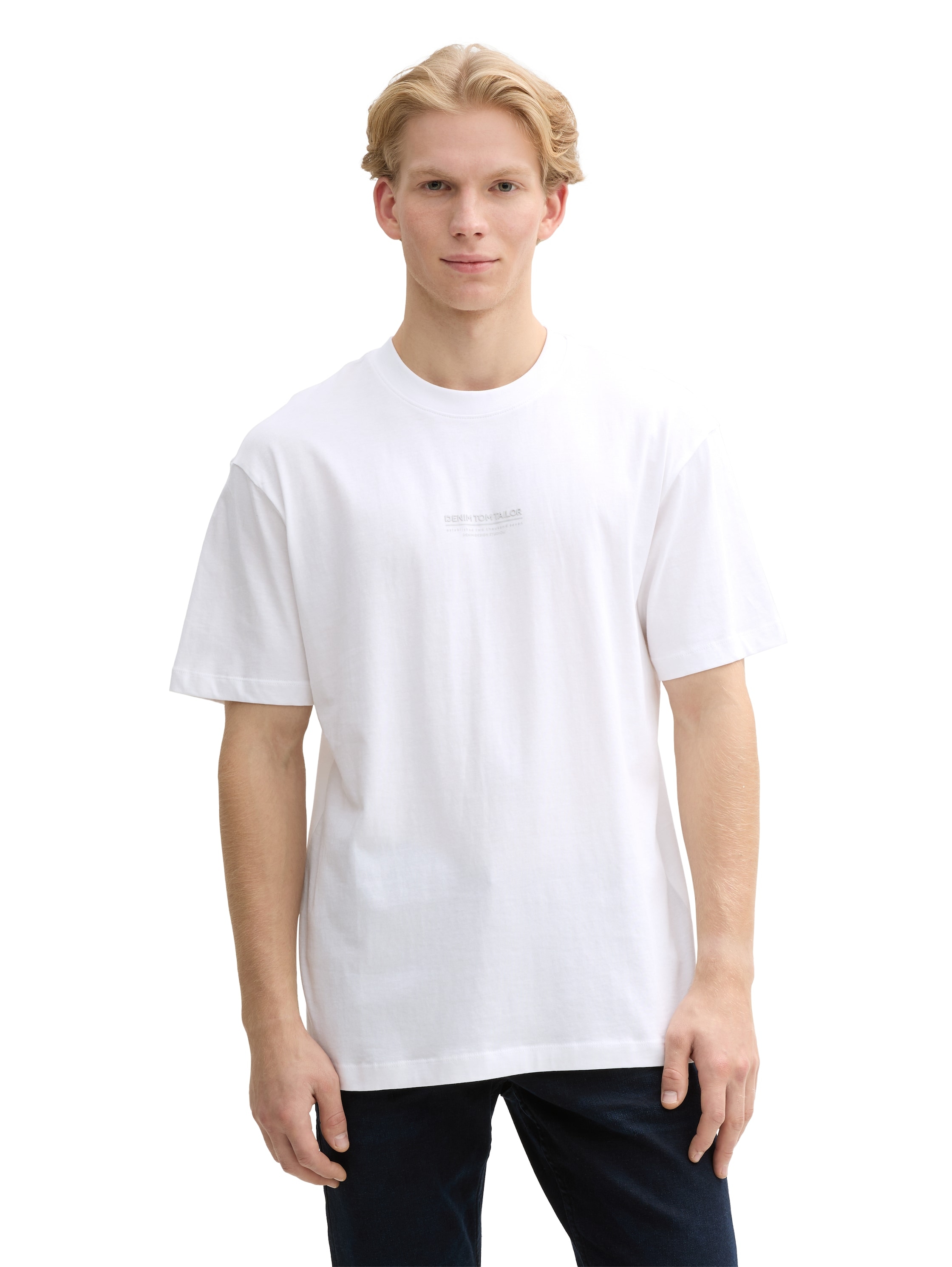 Image of TOM TAILOR Denim Rundhalsshirt mit Marken-Frontprint