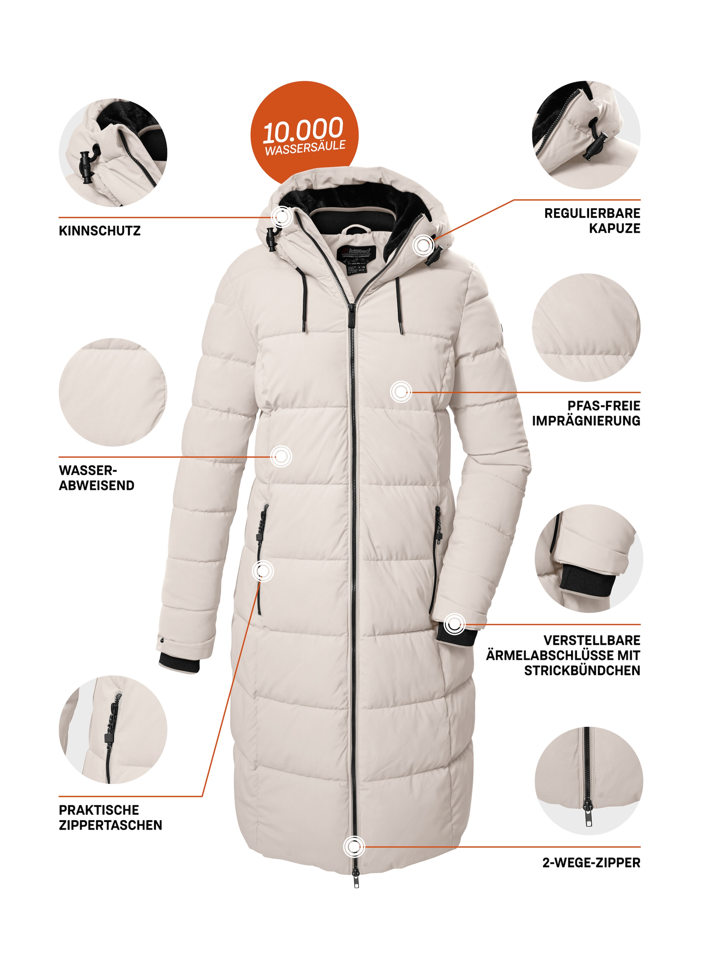 Killtec Manteau matelassé »KOW 56 WMN QLTD CT« manteau d'hiver coupe-vent et déperlant avec capuche réglable