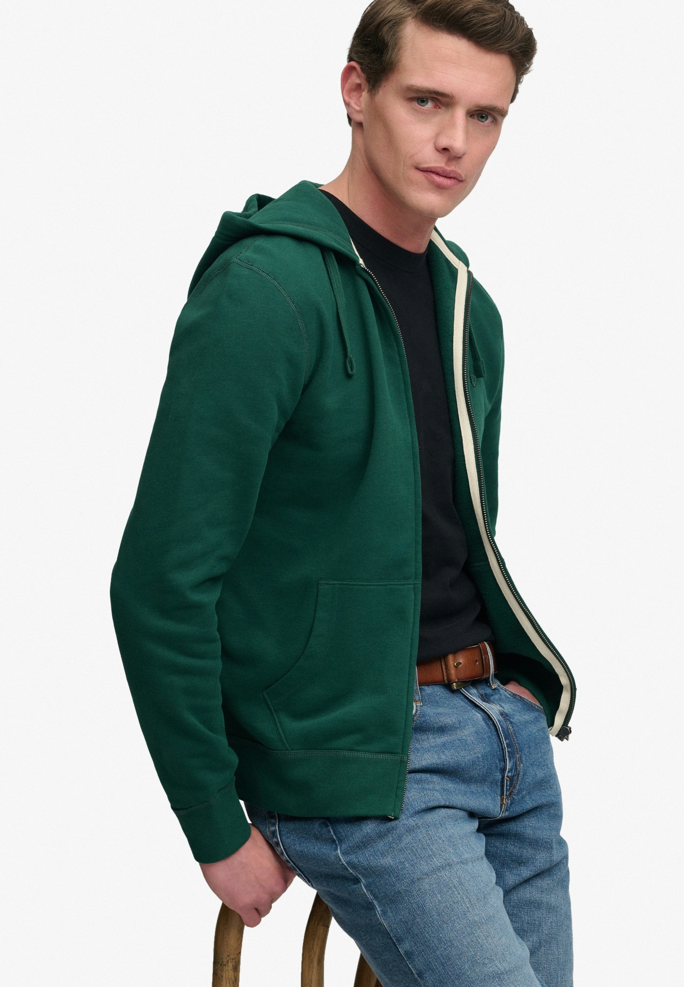 Superdry Sweat à capuche »ESSENTIAL SDCO LOGO ZIPHOOD« Baumwollmischung, regular fit