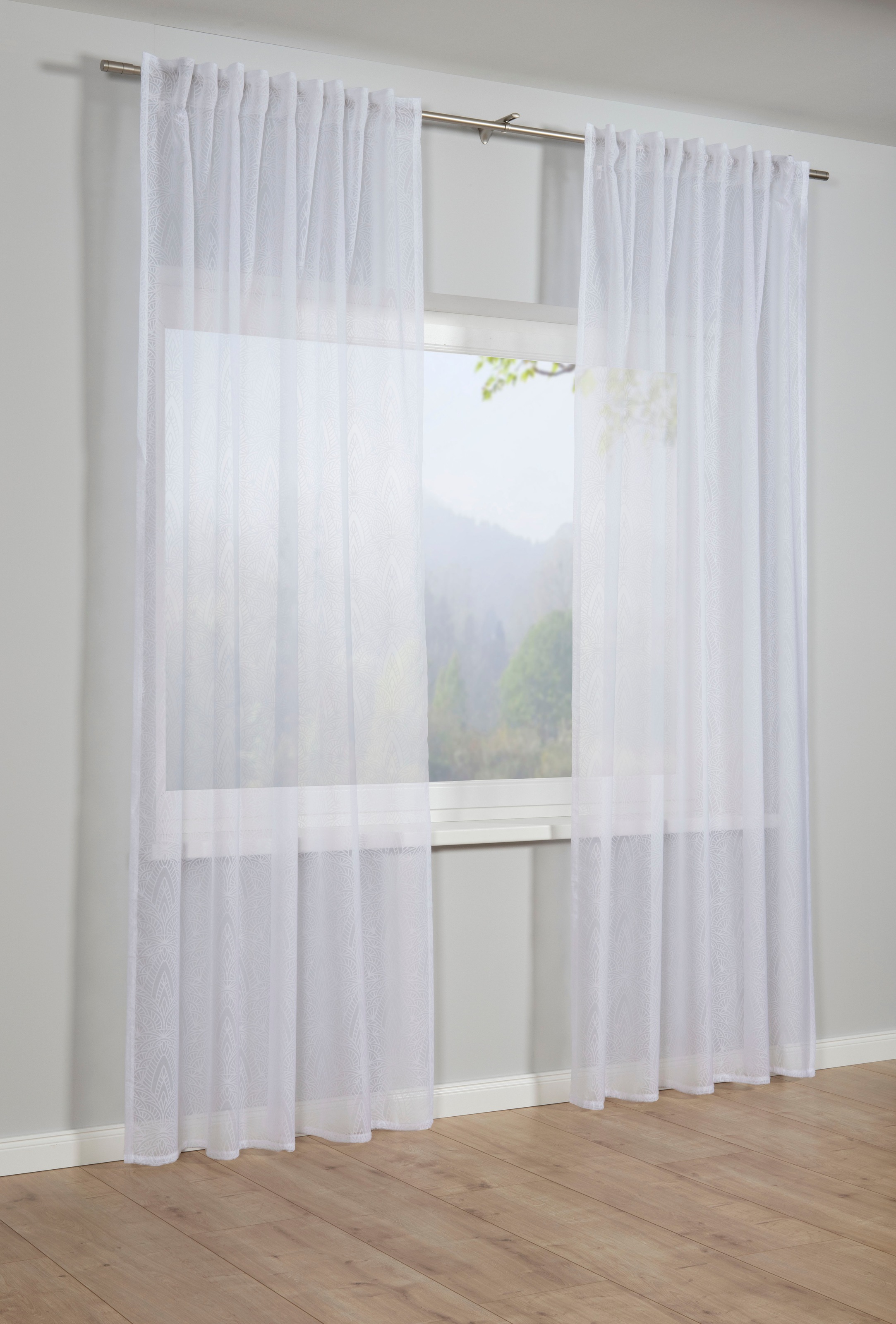 Image of GARDINIA Gardine »Schal mit Gardinenband Ausbrenner Grafik«, (1 St.), Vorhang bei Ackermann Versand Schweiz