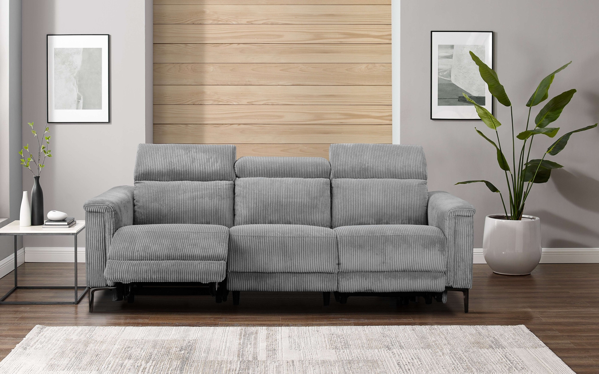 Home affaire 3-Sitzer »LUND Cord, B. 222cm, manuelle/elektrische Relaxfunktion in 2 Sitzen,« USB-C bei elektrischer Ausführung, Kopfteilverstellung